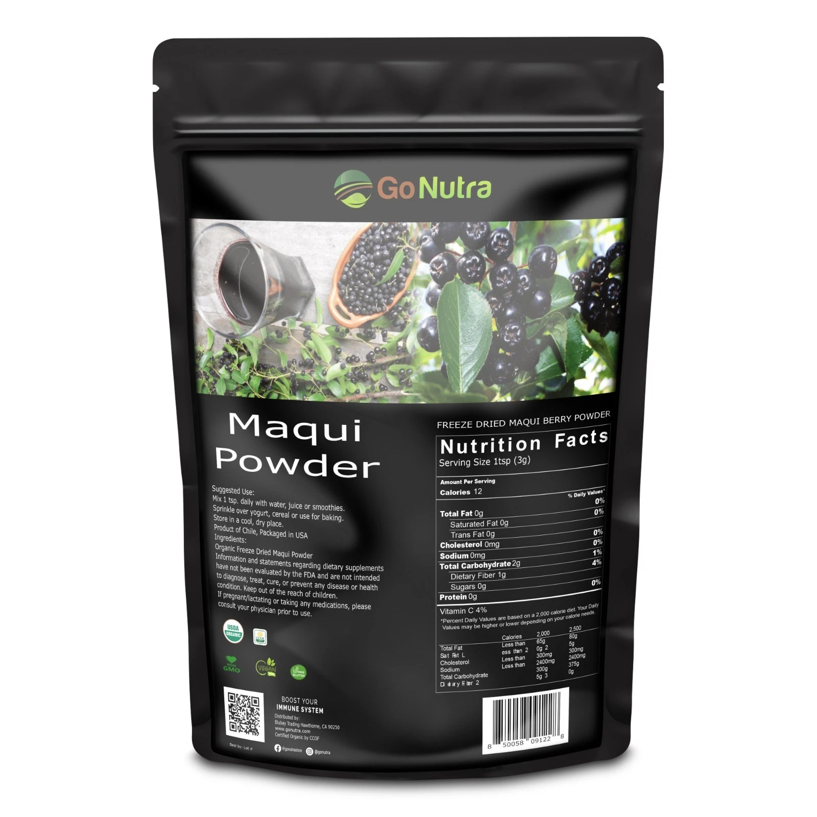 Maqui Berry Powder Organic Freeze-Dried 1 kg. Superfood from Chile Maqui Powder