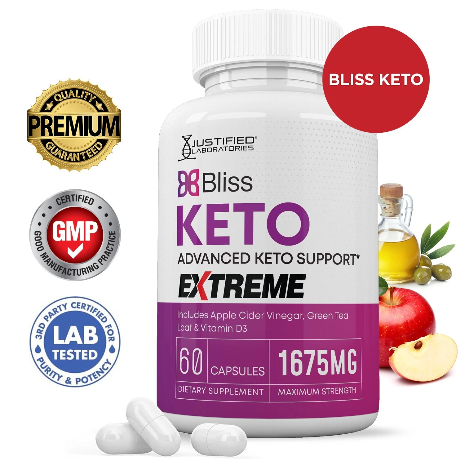 Bliss Keto ACV Extreme Pills 1675 MG Stronger Than Gummies Keto Support 1 Pack