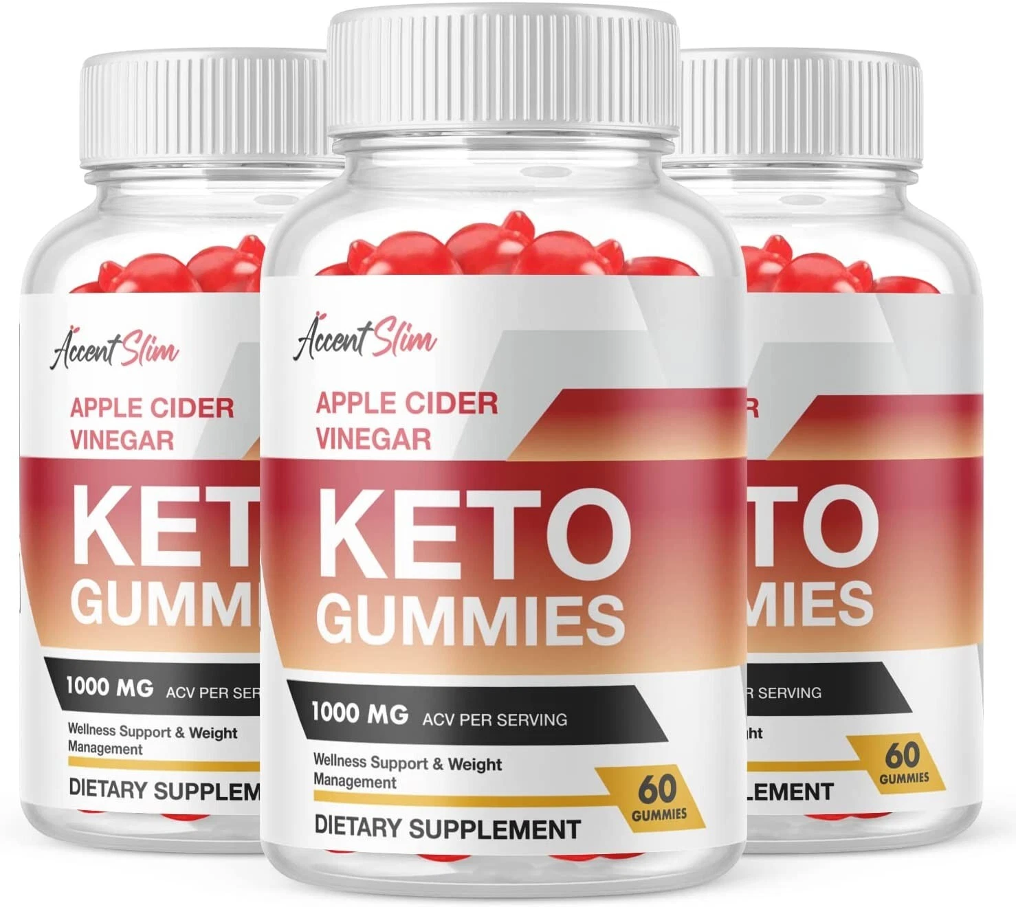 3- Accent Slim Keto ACV Gummies, Vegan, Non GMO, Weight Loss Supplement-180 Gums