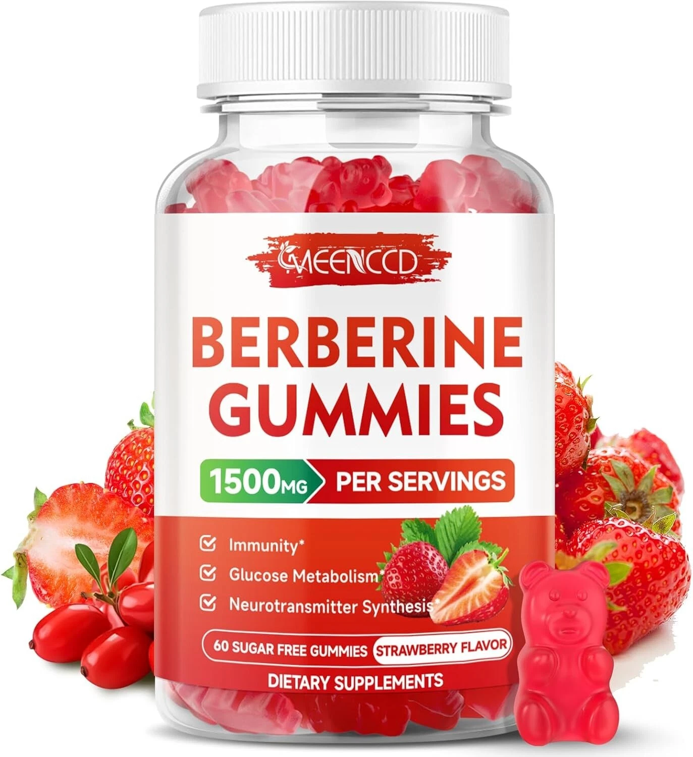 1500mg Berberine HCL Gummies with Ceylon Cinnamon - Metabolism, Immune Supports