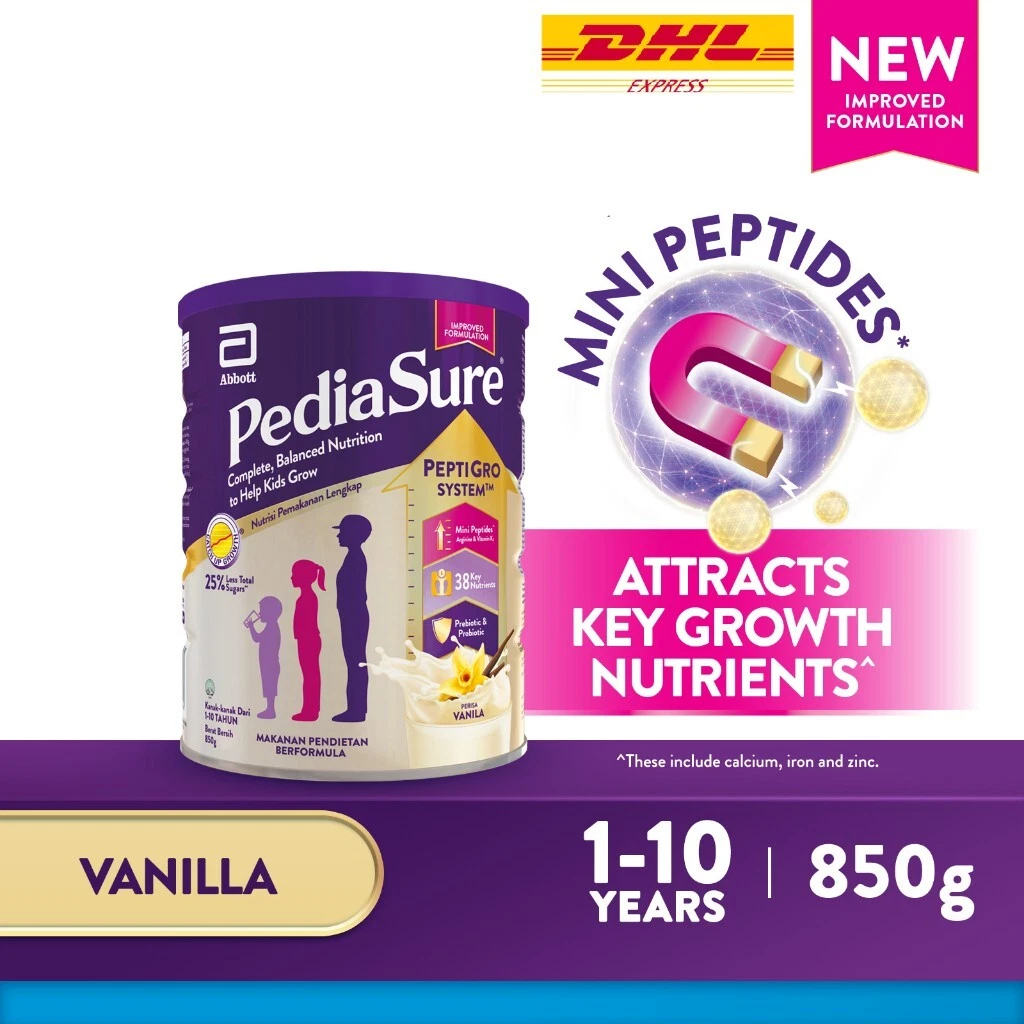 Abbott Pedia Sure Complete Nutrition Growth 1-10 Yrs Vanilla 850g | DHL Express