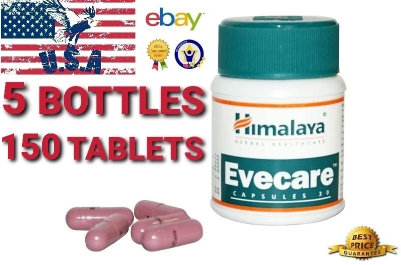 EVECARE 5 Bottles Official USA 150 Caps Menstrual cycle and Pain relief CARE