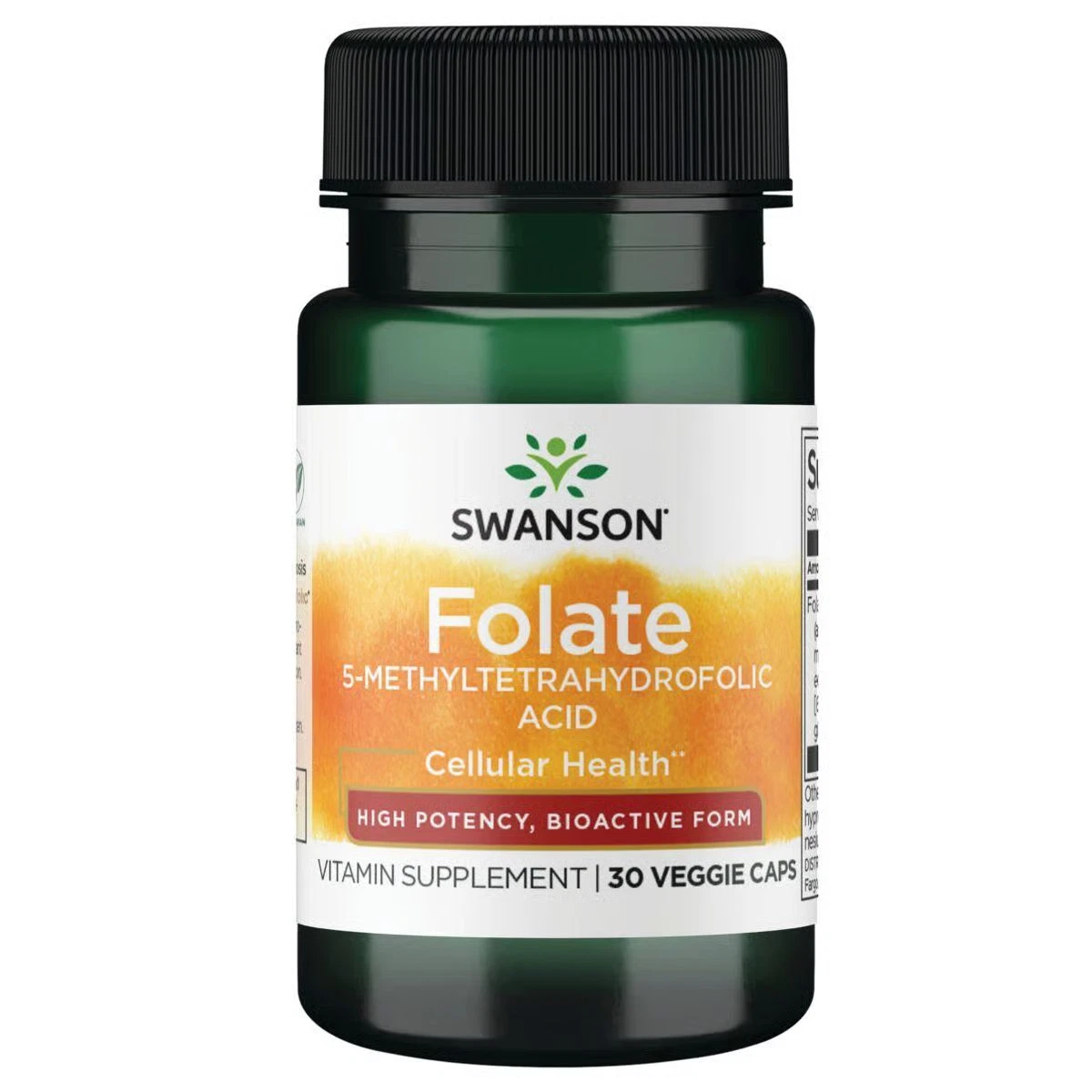 Swanson Folate 5-Methyltetrahydrofolic Acid 800 Mcg 30 Veggie Capsules