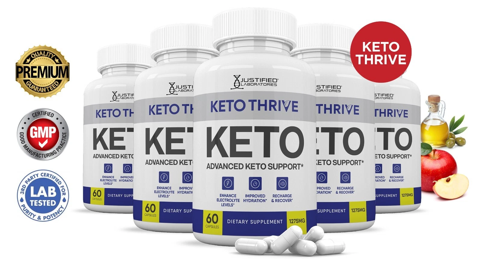 Keto Thrive ACV Pills 1275 MG Stronger Than Gummies Keto Support 5 Bottles