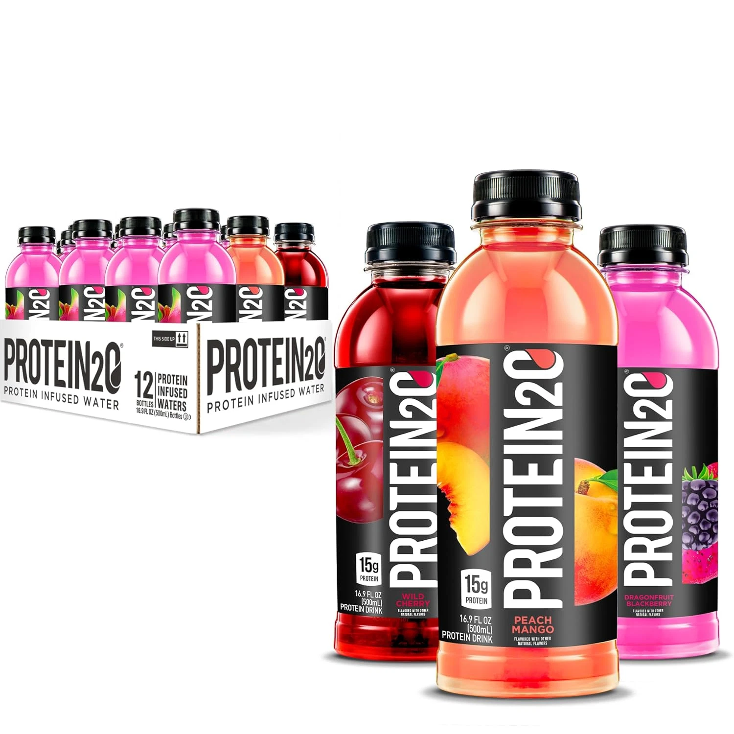 Premier Protein Clear Protein Drink, Variety Pack, 16.9 Fl Oz Bottle, 12 Count