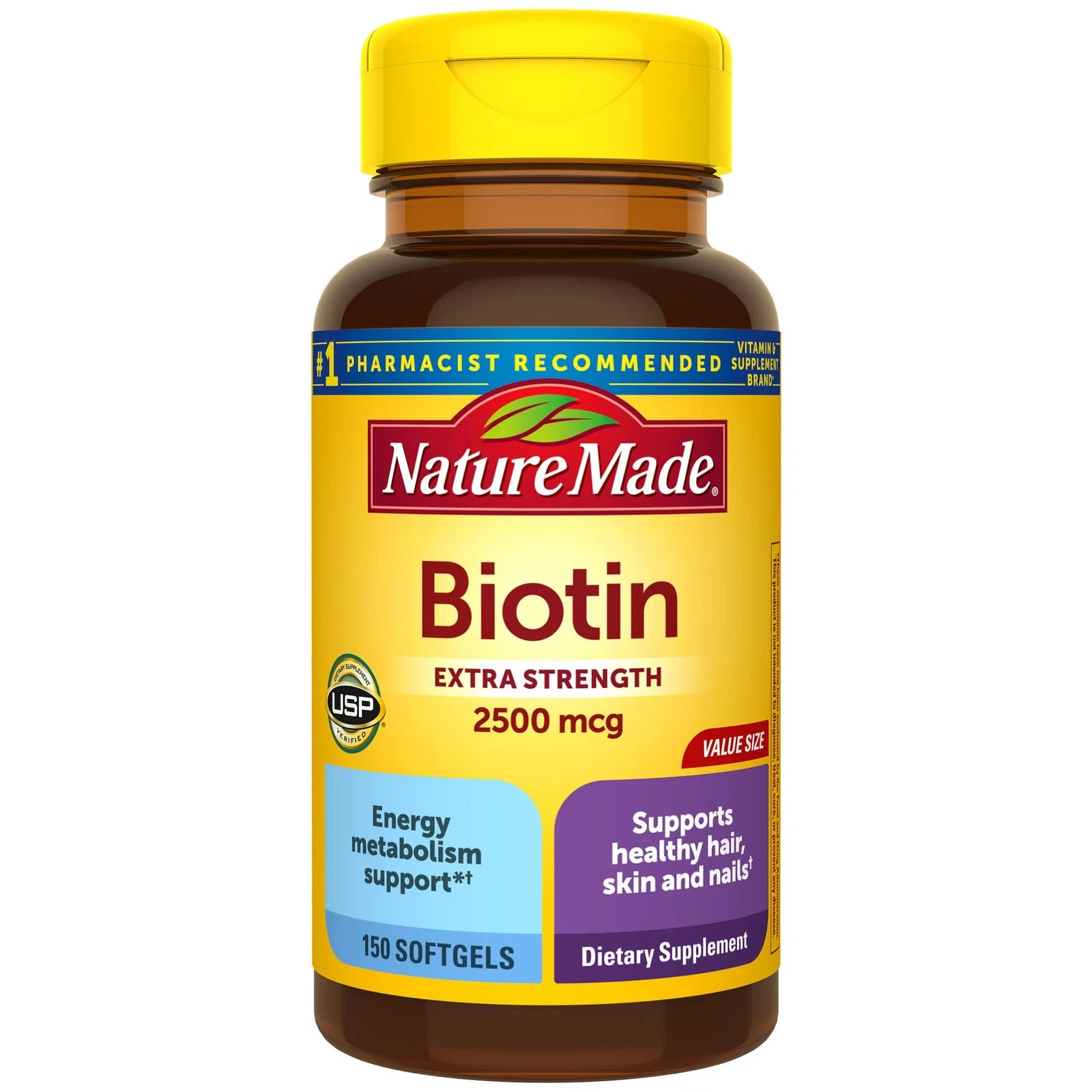 Nature Made High Potency Biotin B7 2500 Mcg. Softgels Value Size 150 Count