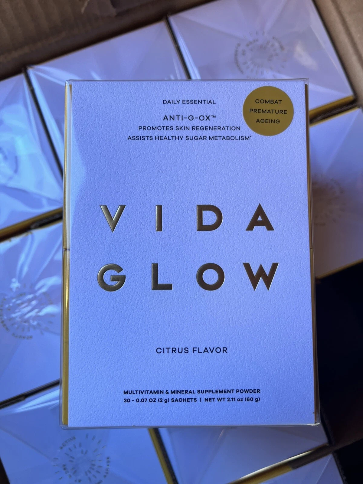 Vida Glow Citrus Anti-G-Ox Flavor Marine Collagen Sachets Powder Hair Skin Nails