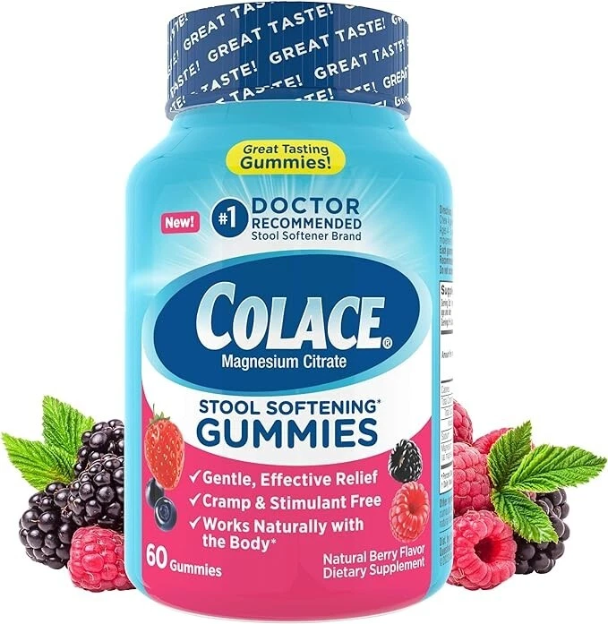 Colace Magnesium Citrate – Stool Softening Support – 60 Gummies