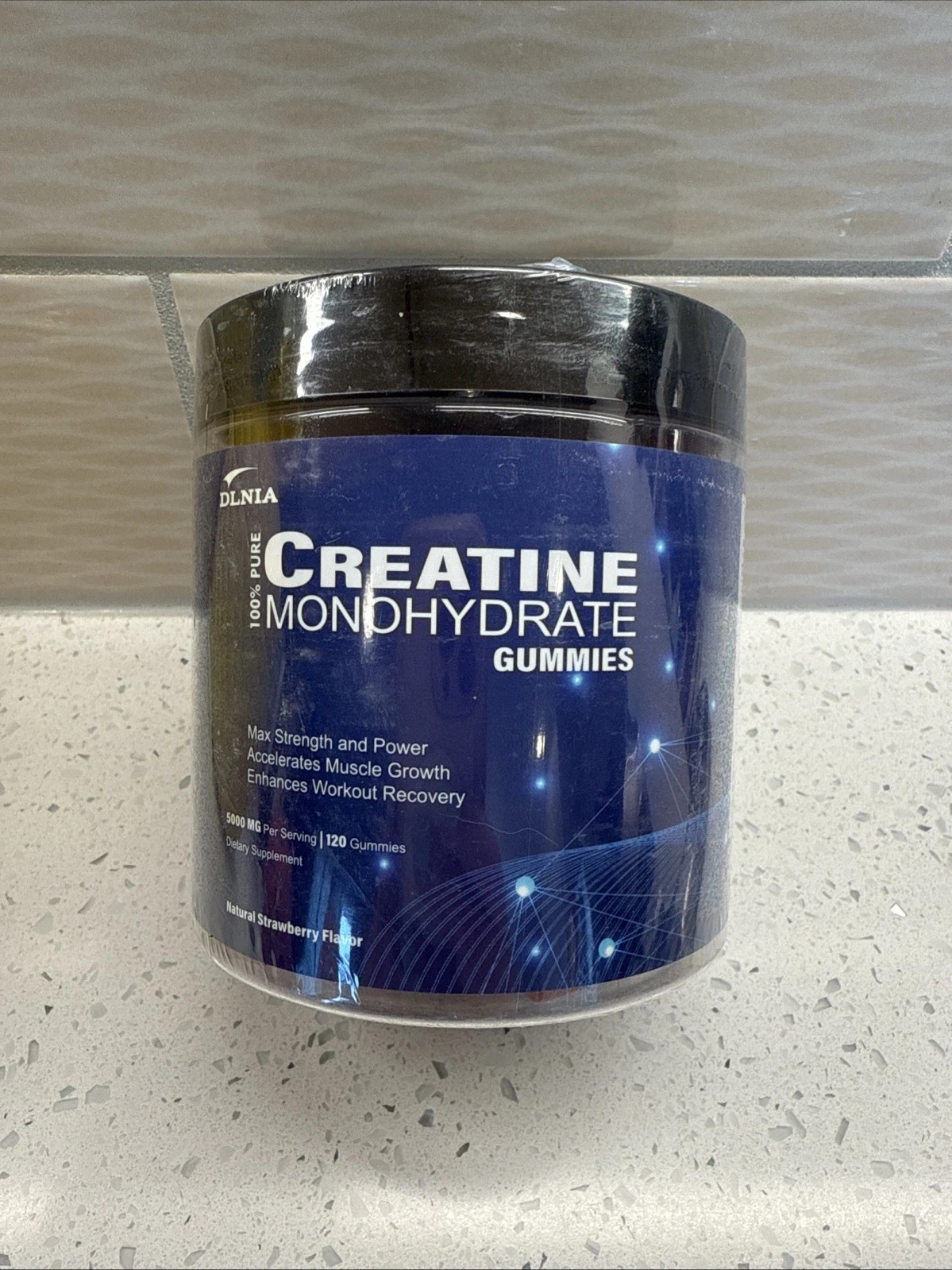 DLNIA creatine monohydrate gummies, 5000 MG, 120 gummies, strawberry, Exp 7/2026