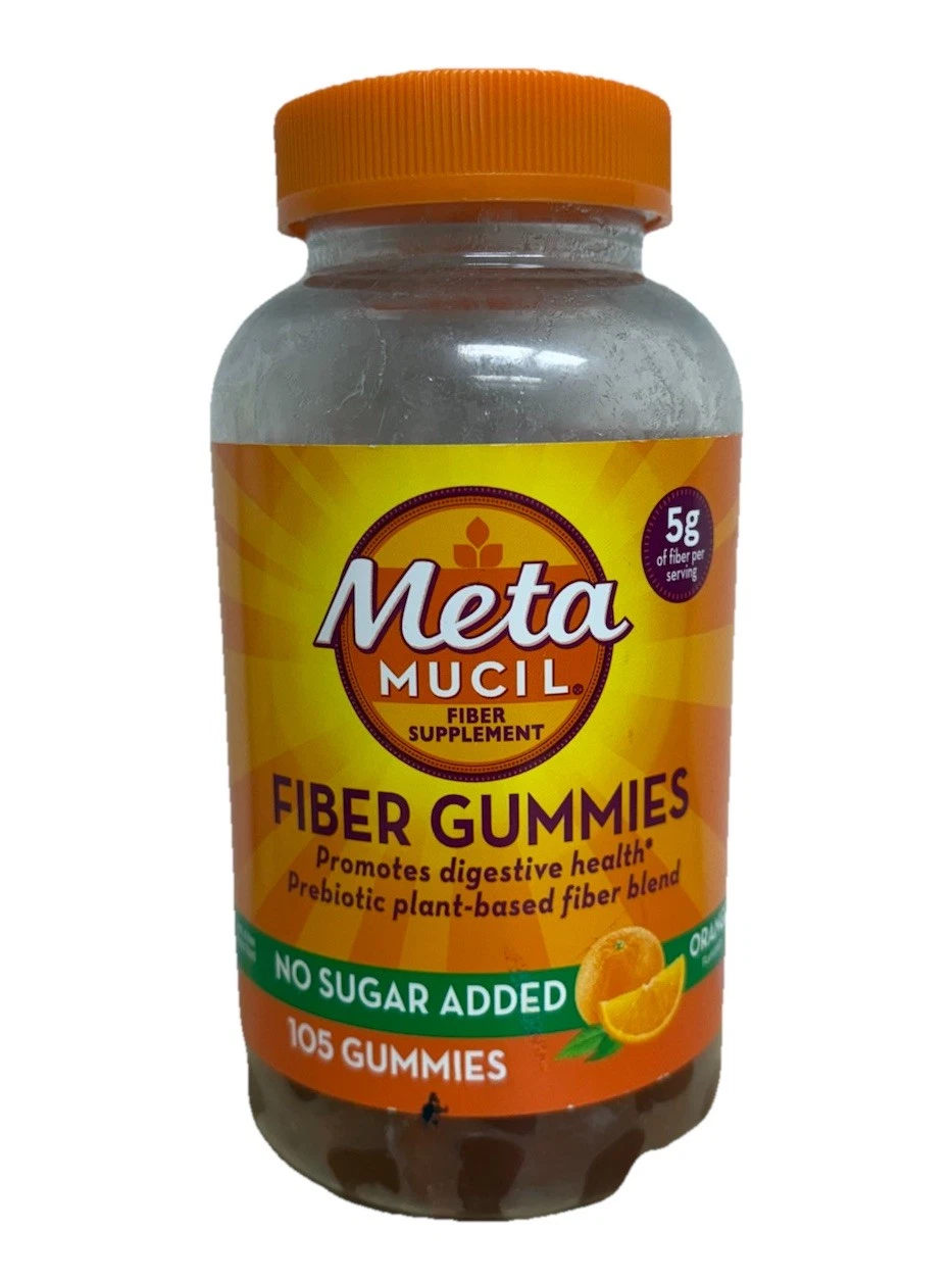 MetaMucil Fiber Gummies - No Sugar Added, Orange - 105 Gummies