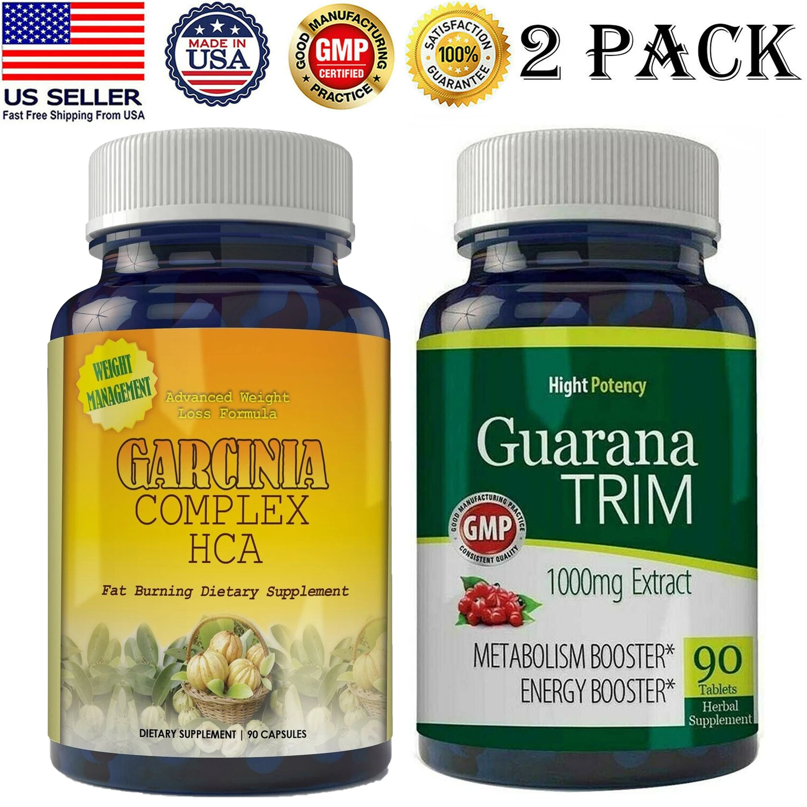 Garcinia Cambogia Weight Loss Supplements Guarana Extract Metabolism Boost Pills