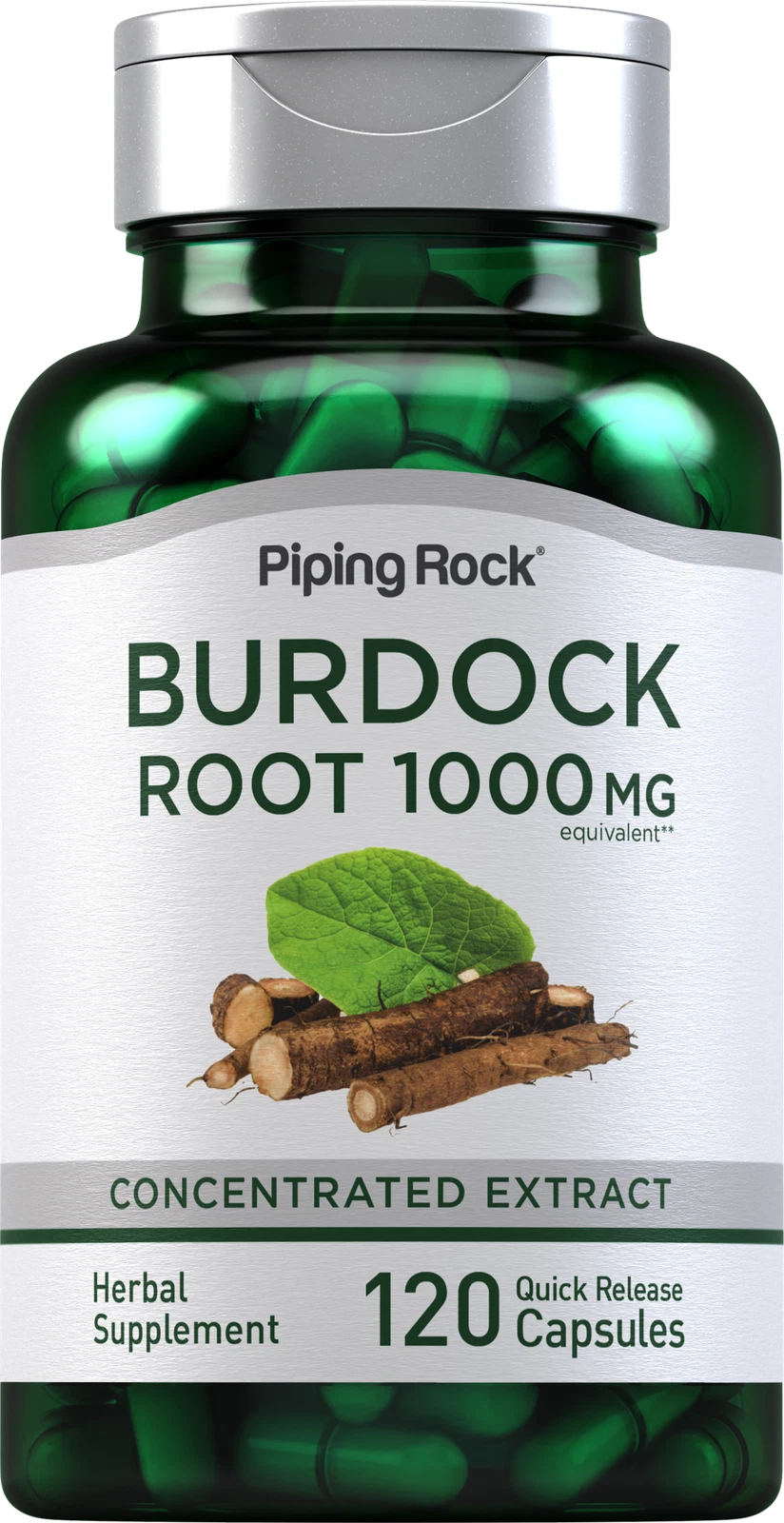 Burdock Root Capsules | 1000mg | 120 Count | Non-GMO | by Piping Rock