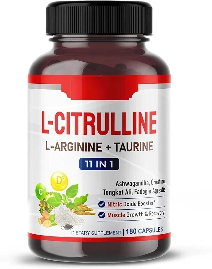L-Citrulline 14,100 mg with L-Arginine/Taurine, Ashwagandha, Creatine 180Caps