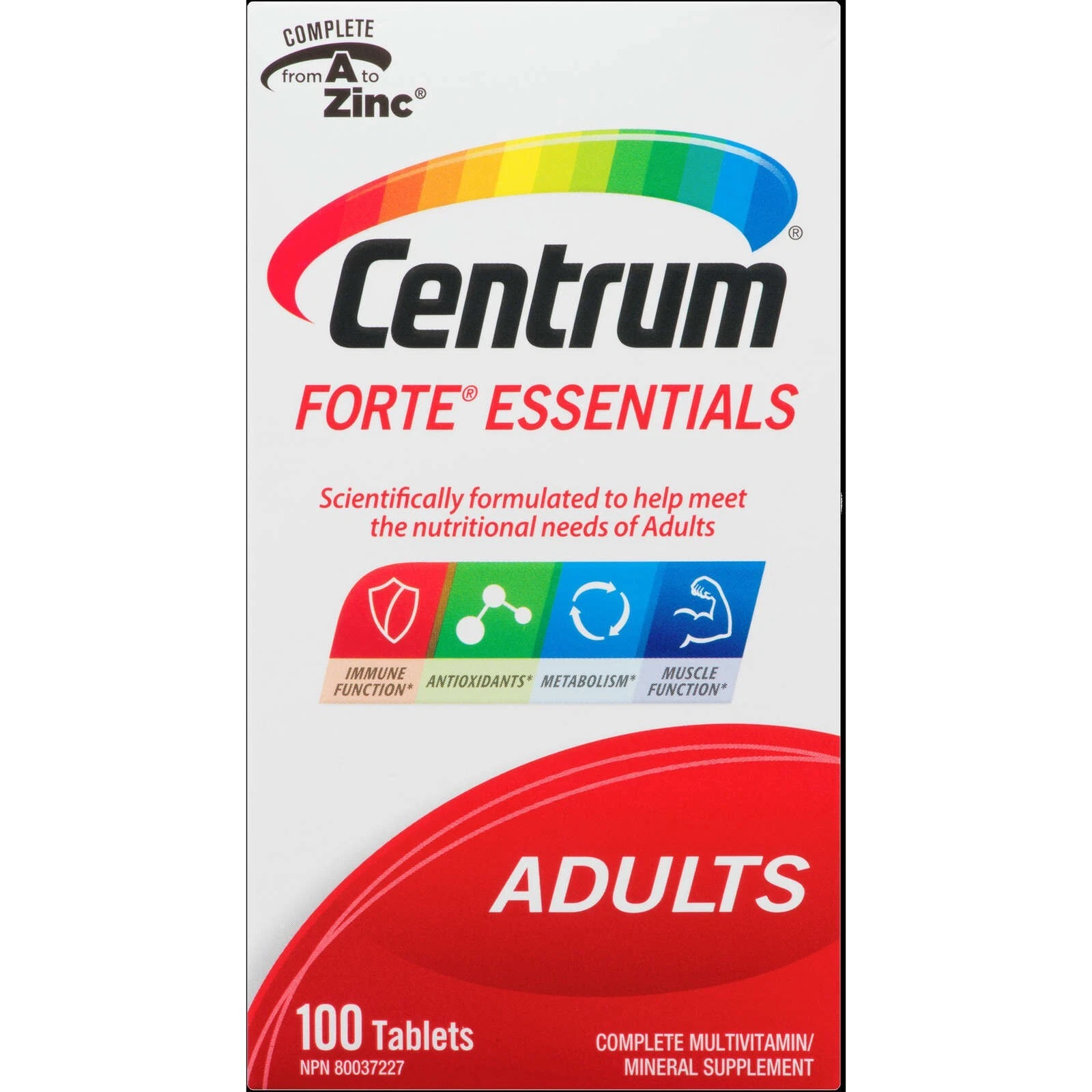 Centrum Forte Essentials Adult Multivitamin Multimineral Supplement 100 pcs NEW
