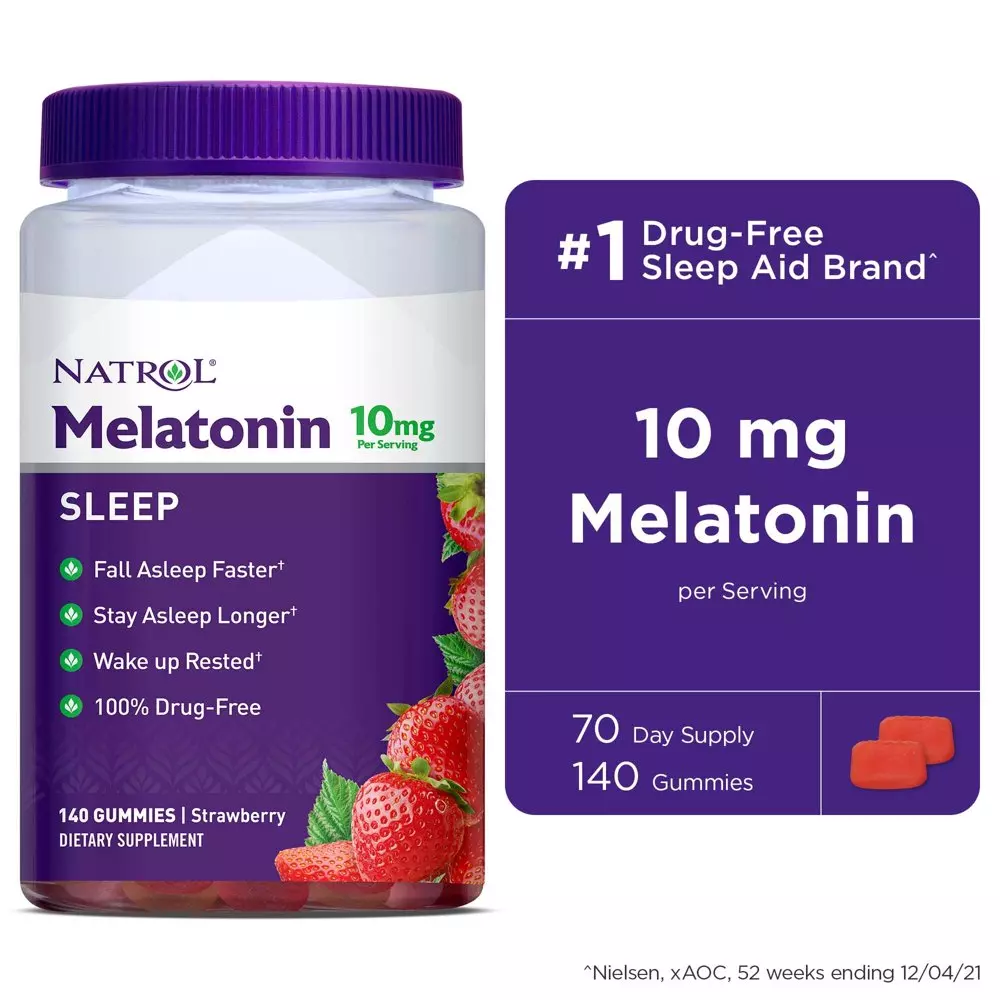 Natrol Melatonin 10Mg, Sleep Support, Strawberry Gummies, 140Ct