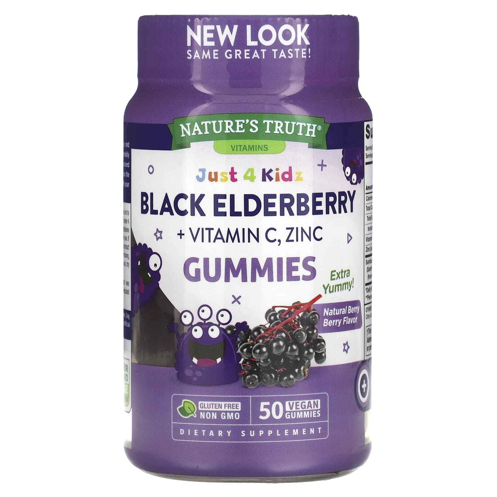 2 X Nature's Truth, Just 4 Kids, Black Elderberry + Vitamin C, Zinc, Natural Ber