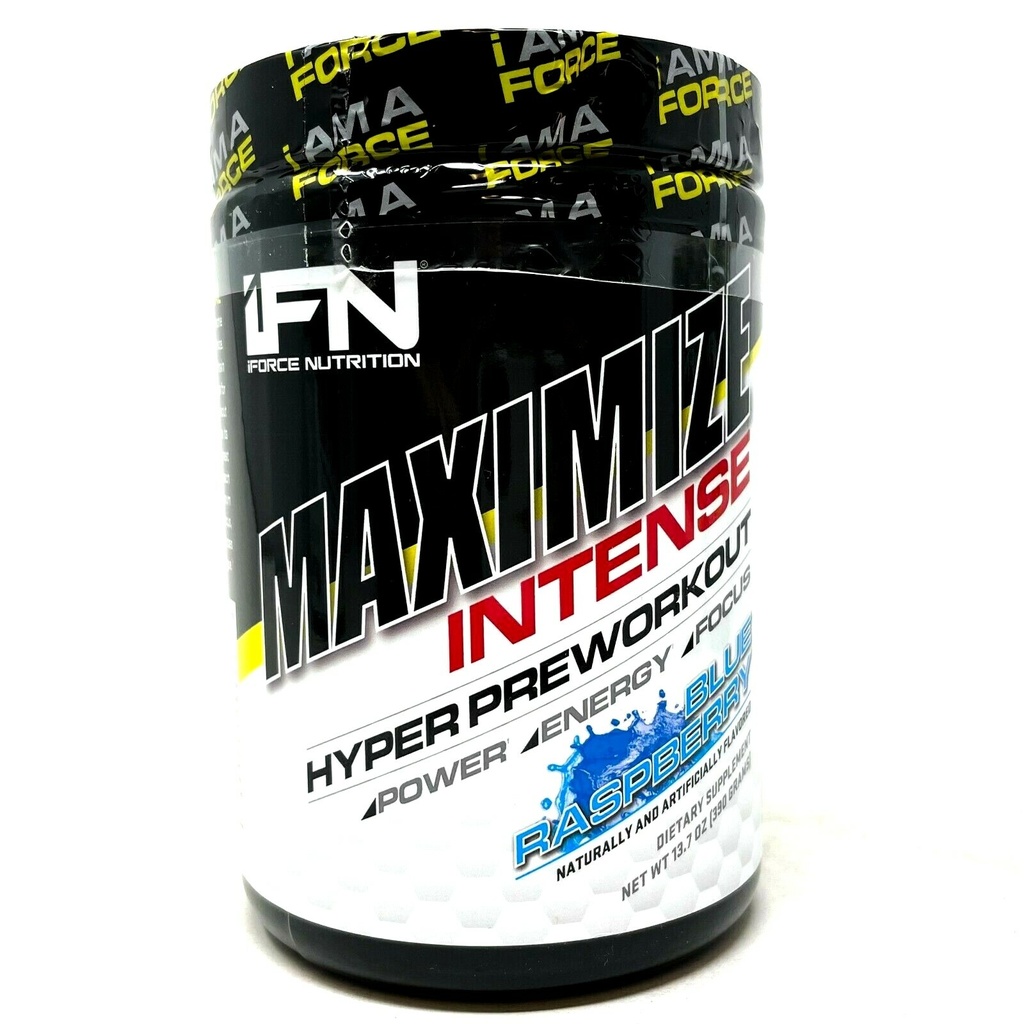 iForce Nutrition MAXIMIZE INTENSE Pre-Workout BLUE RAZZ Hyper 350mg Caffeine