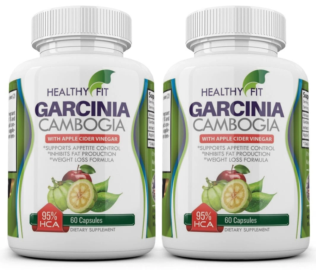 2 Weight Loss Garcinia Cambogia w/ Apple Cider Vinegar ACV Fat Burner Pills 60