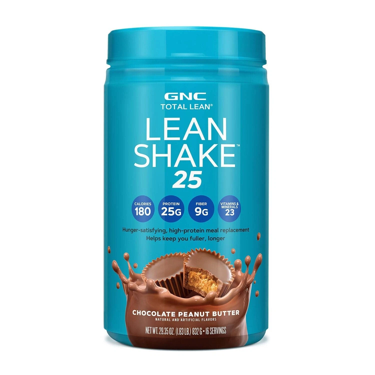 GNC Lean Shake 25 Meal Replacement Powder, Chocolate Peanut Butter, 25g Protein