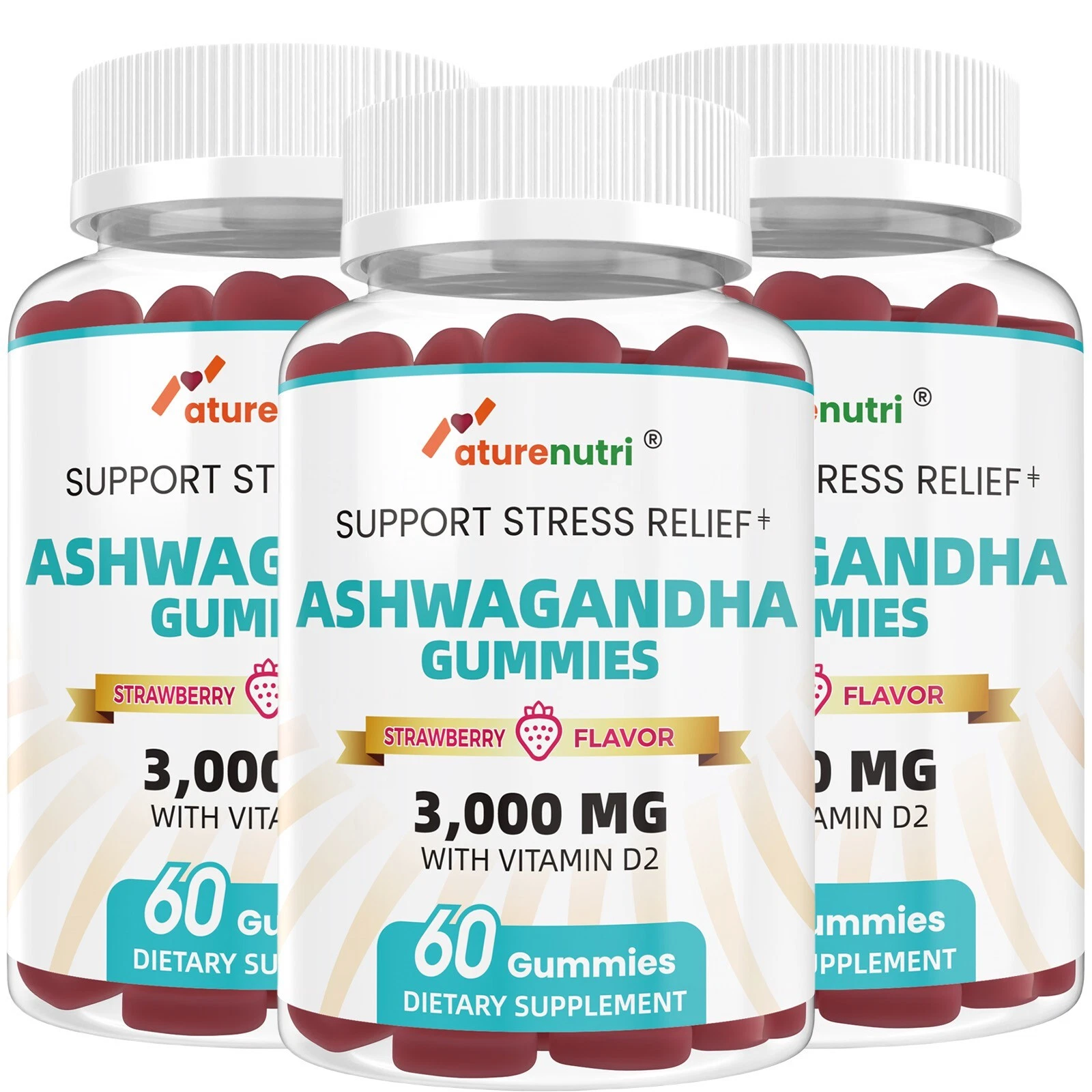 3Packs - Vitamin D2 Infused Ashwagandha Gummies 3000mg