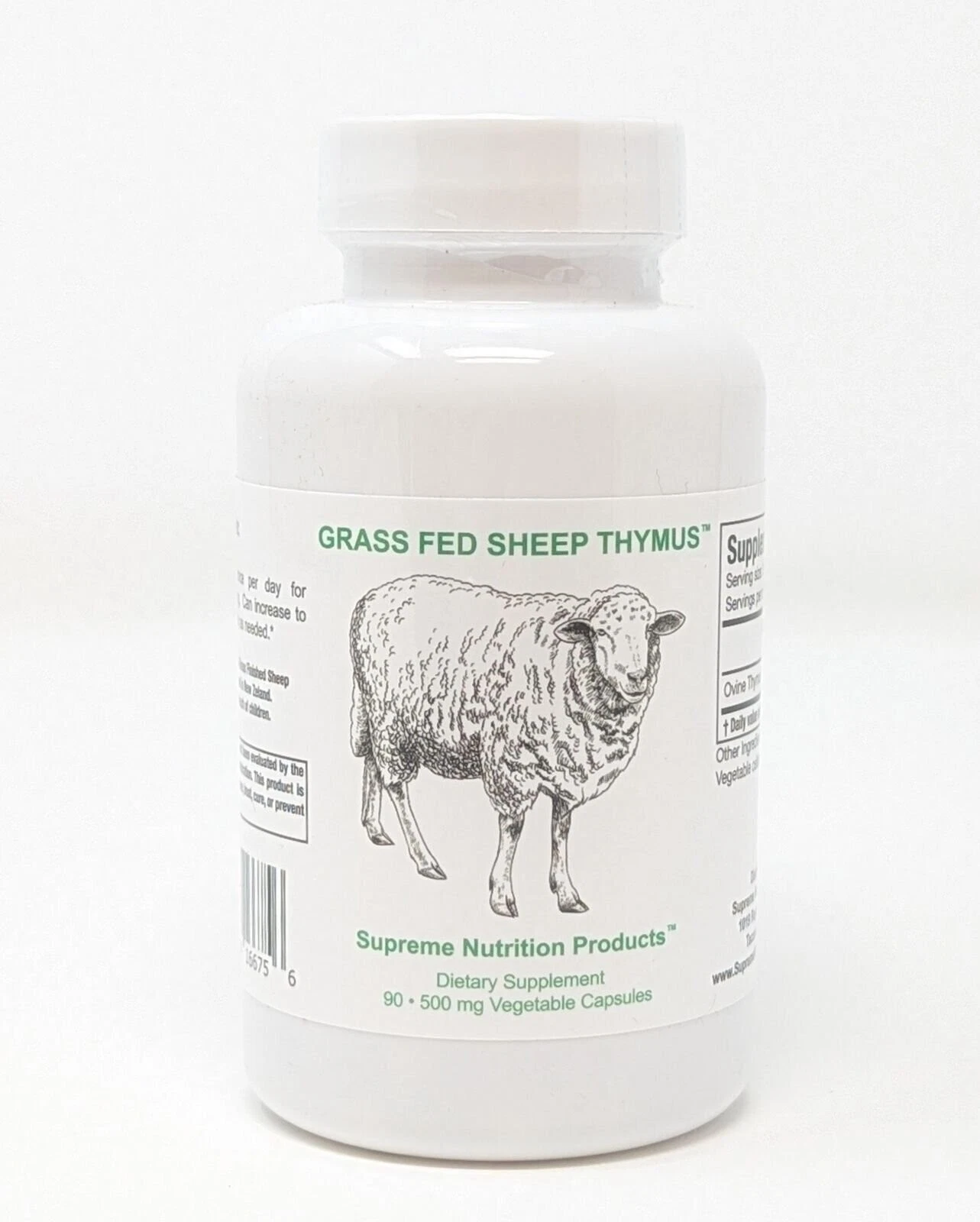 Grass Fed Sheep Thymus by Supreme Nutrition. 90 Cap. Immune Support