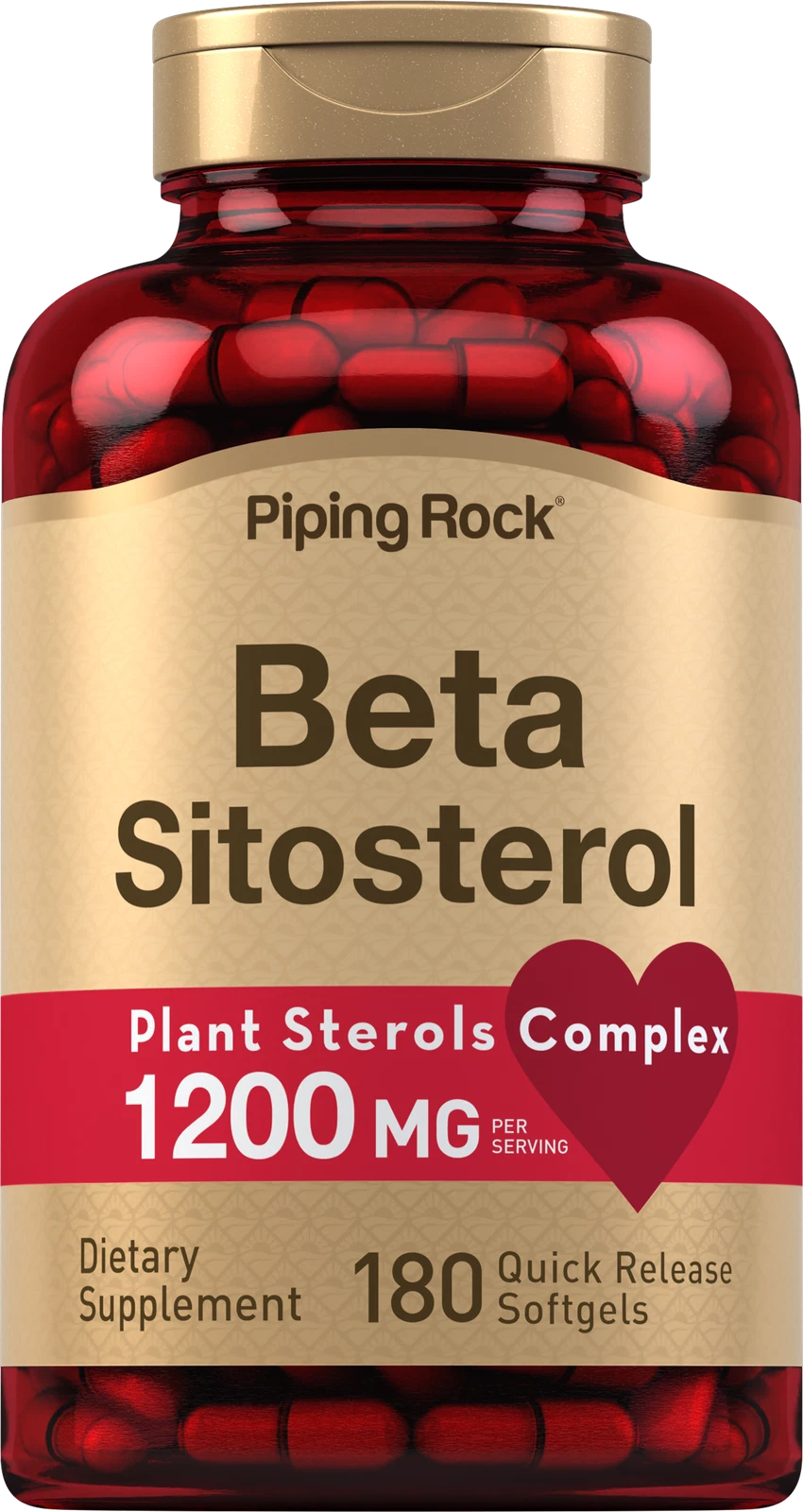 Beta Sitosterol Supplement | 1200 mg | 180 Softgels | Non-GMO | by Piping Rock
