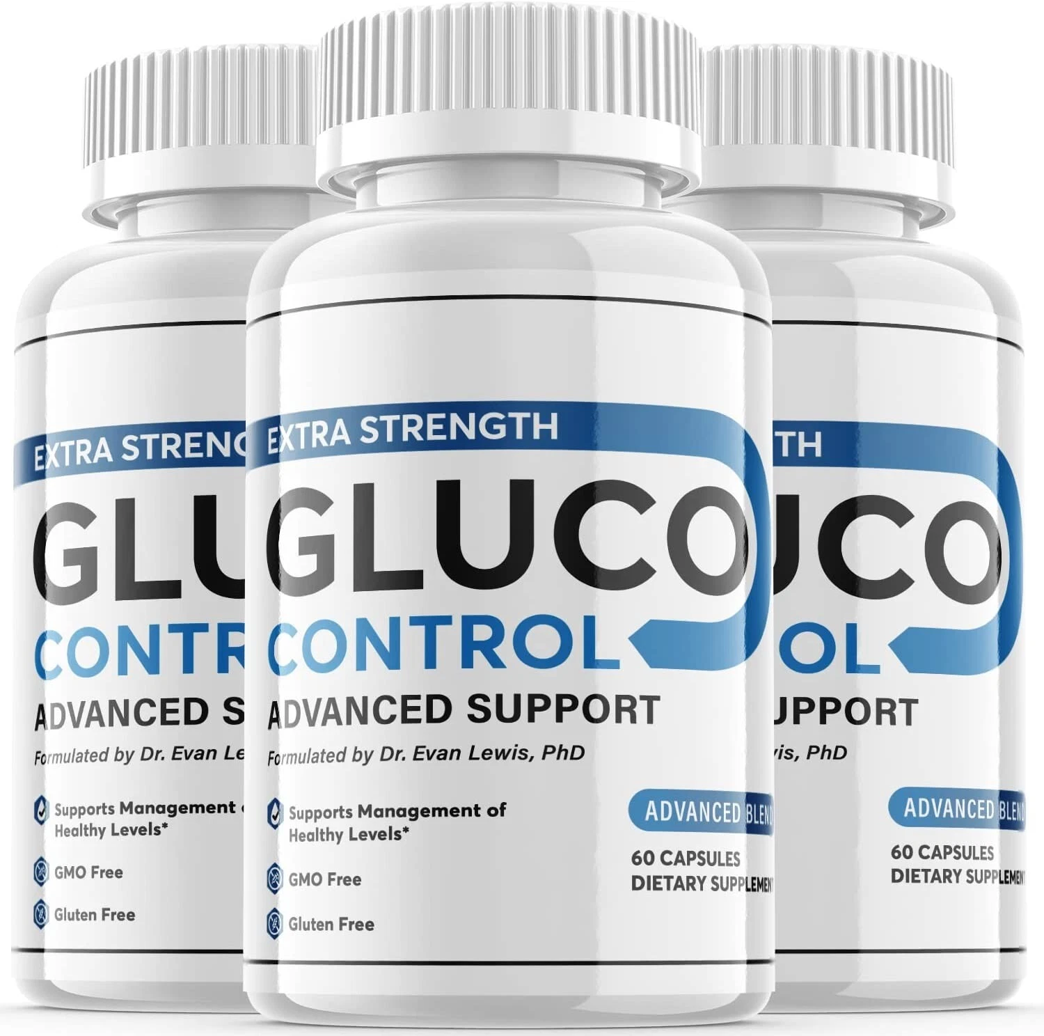 Pack de 3 - Gluco Control - Suplemento de apoyo de azúcar en la sangre fuerza extra - 180 cápsulas
