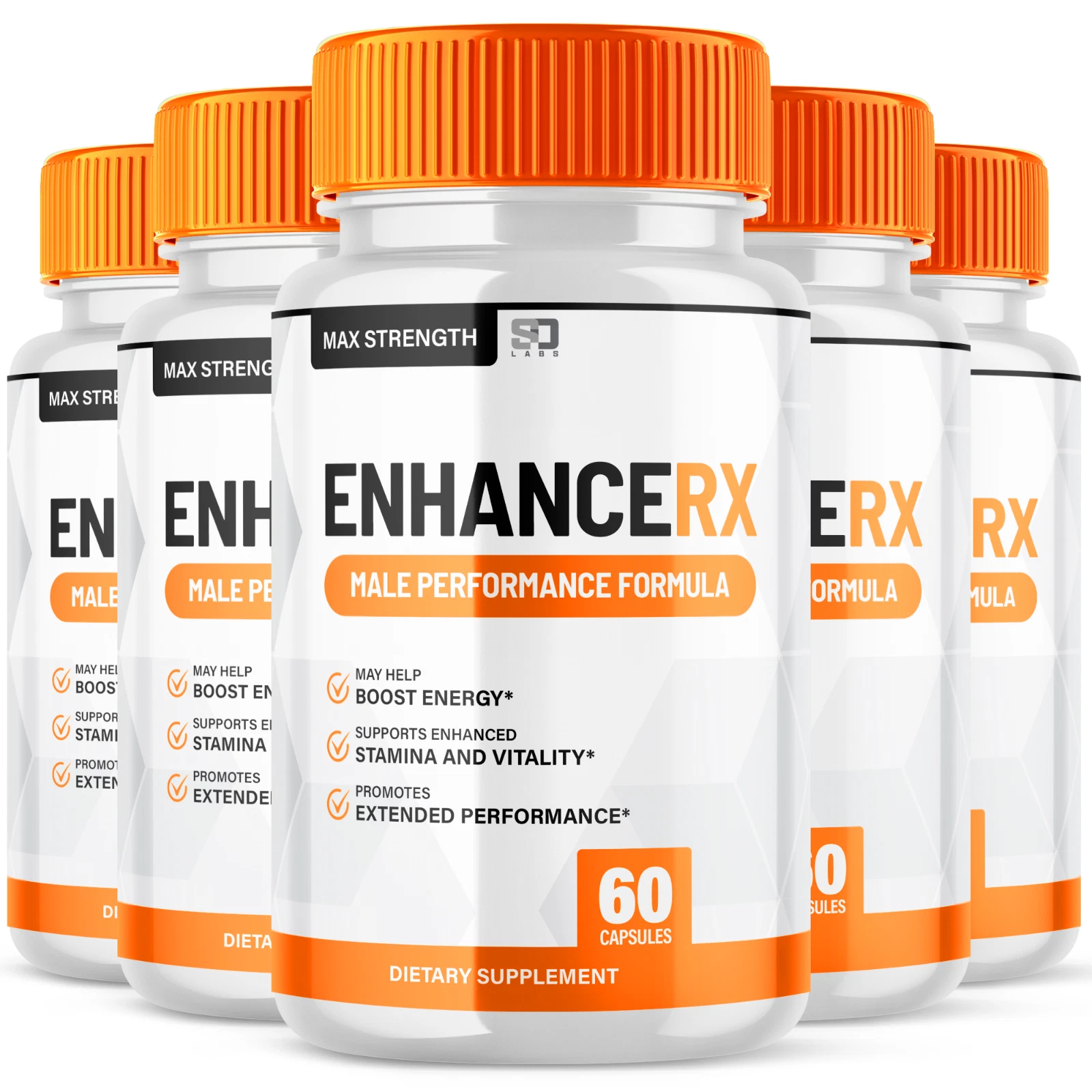 (5 Pack) Enhance RX Men Pills, Maximize Energy, Vitality & Stamina 300 Capsules