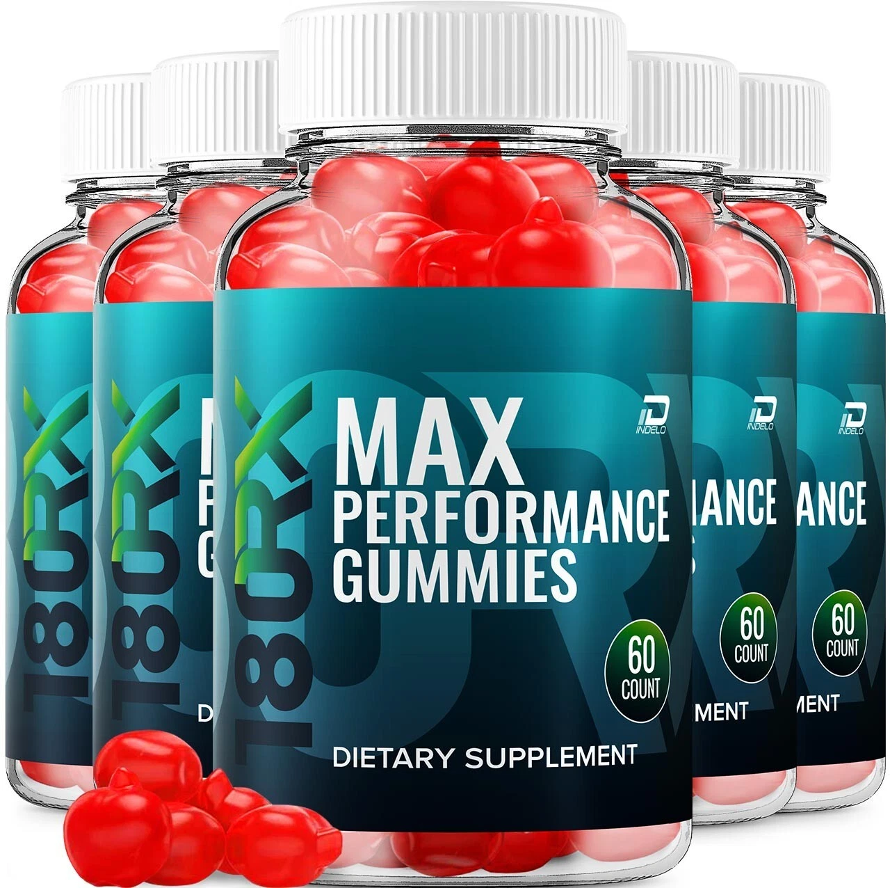 (5 Pack) 180RX Gummies for Men – 180 RX Male Performance Gummies, Energy
