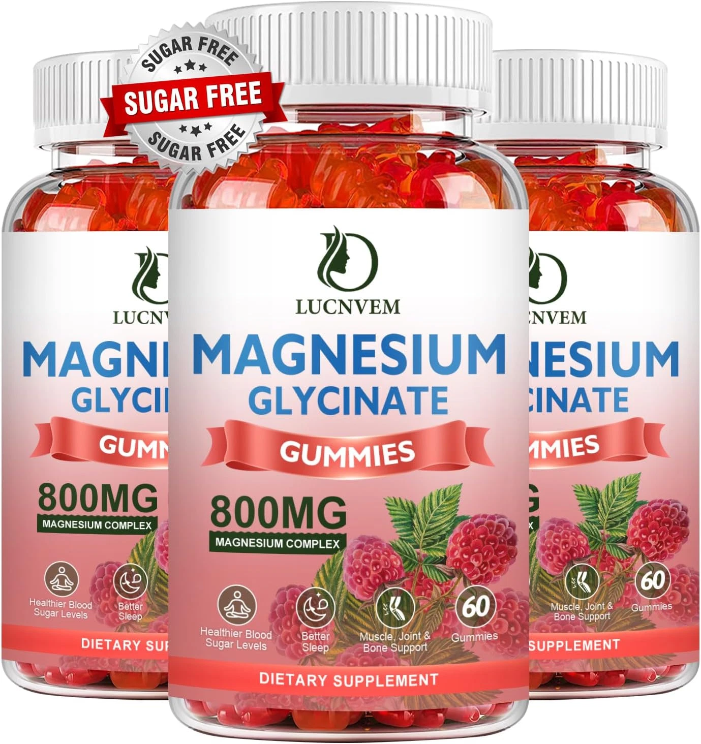 Sugar Free Magnesium Glycinate Gummies, 500Mg Magnesium Glycinate with 200Mg ...
