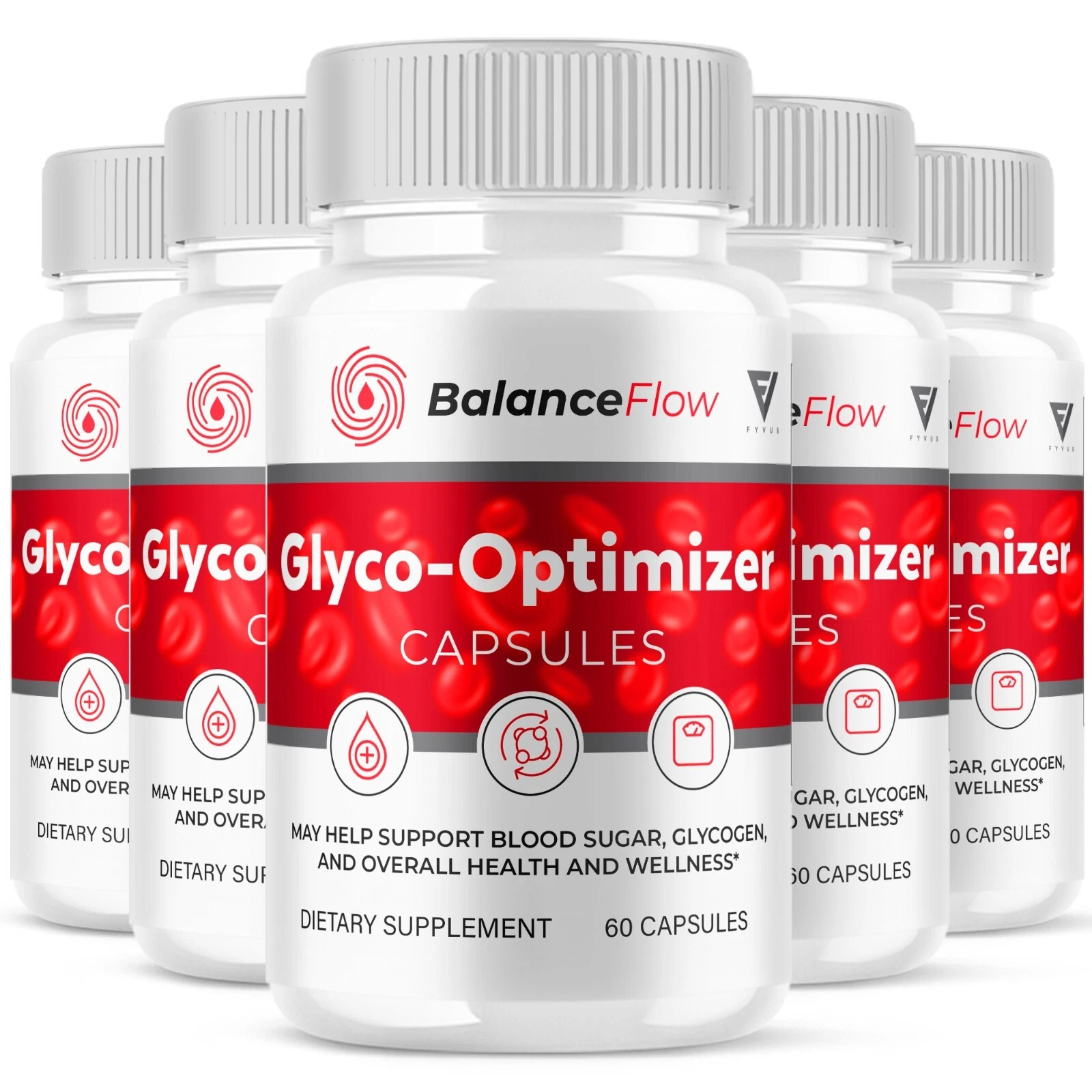 (5 Pack) Balance Flow Glyco Optimizer Supplement BalanceFlow (300 Capsules)