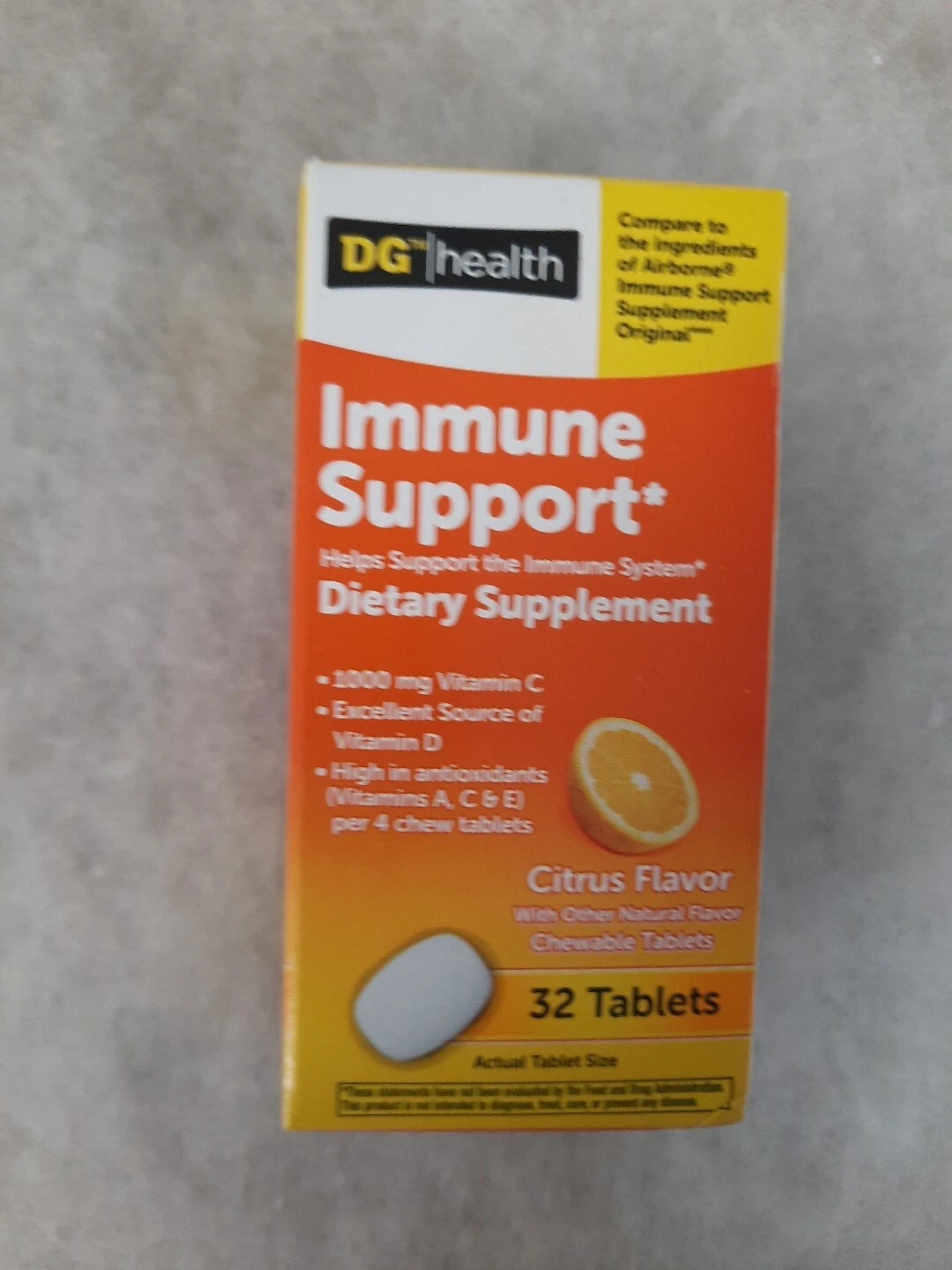 DG Health Immune Support Dietary Supplement Citrus Flavor 32 Tablets