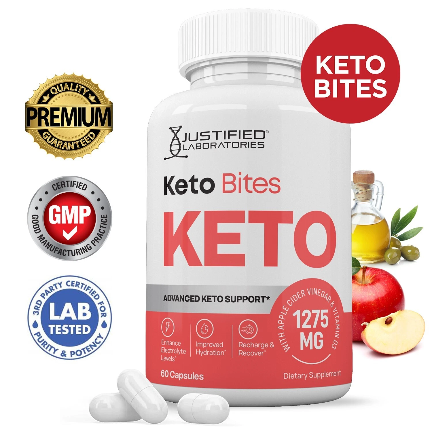 Keto Bites ACV Pills 1275 MG Stronger Than Gummies Keto Support 1 Bottle