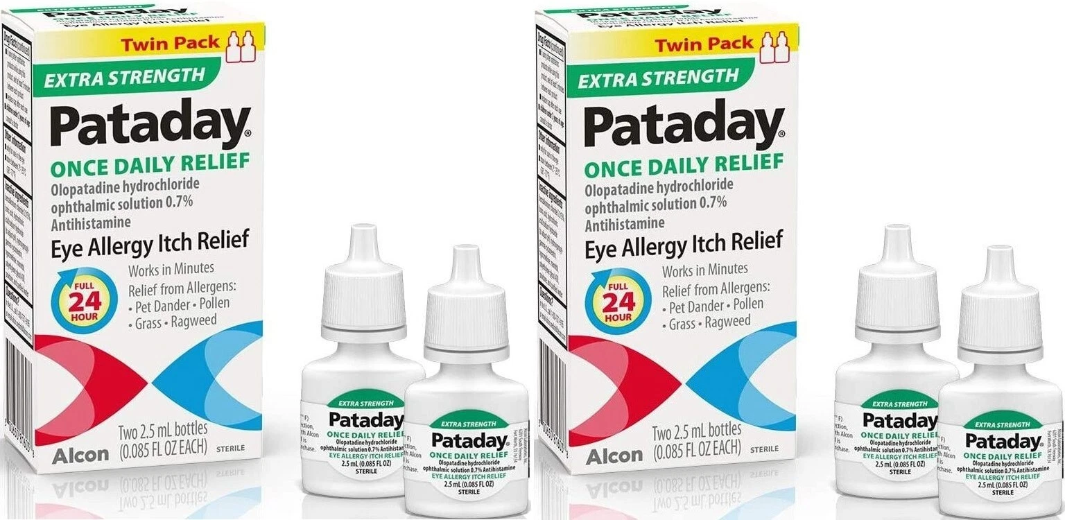 LOT OF 2 X ALCON PATADAY - EXTRA STRENGTH - TWIN PACK - 4 X 2.5ML - EXP. 8/2026