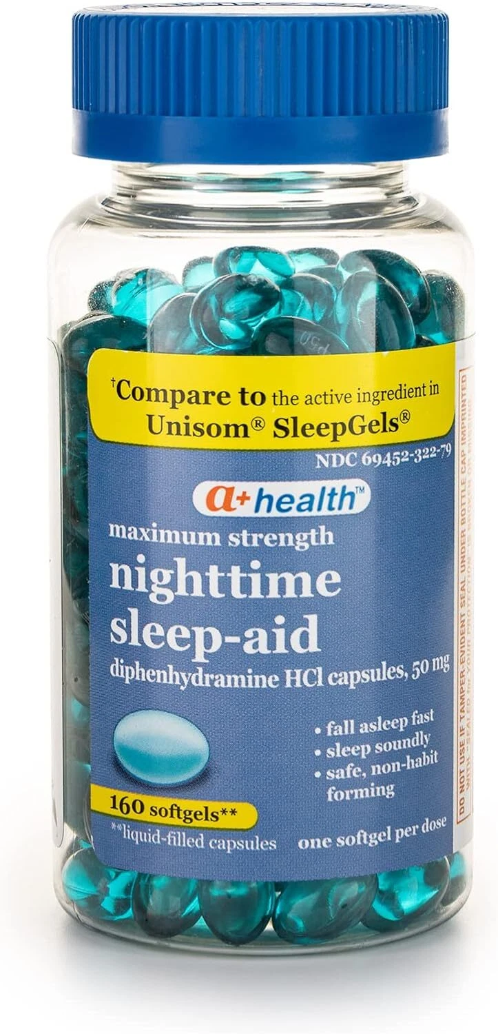 A Health Diphenhydramine Softgels 160 Count Maximum Strength Sleep Aid