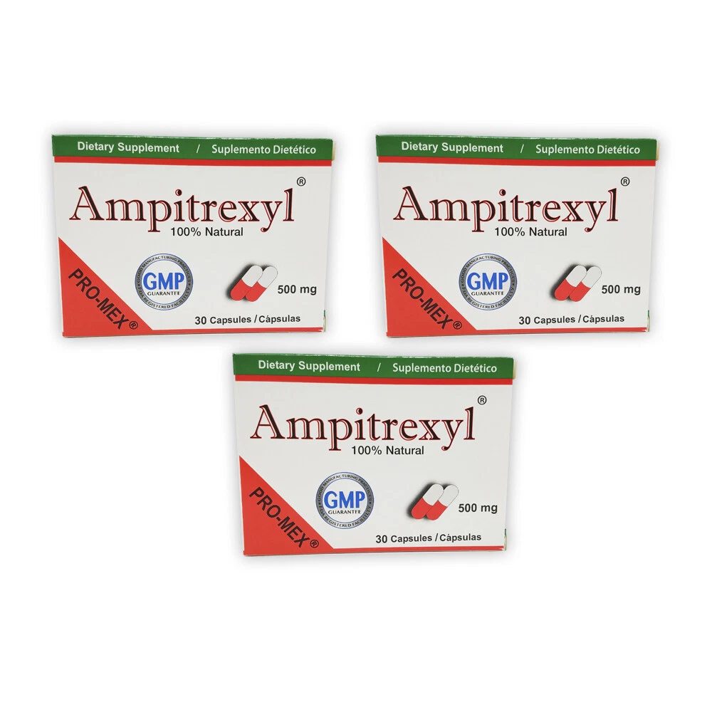 ProMex Ampitrexyl Natural Immune Support Supplement. 500 mg. 30 Caps. Pack of 3