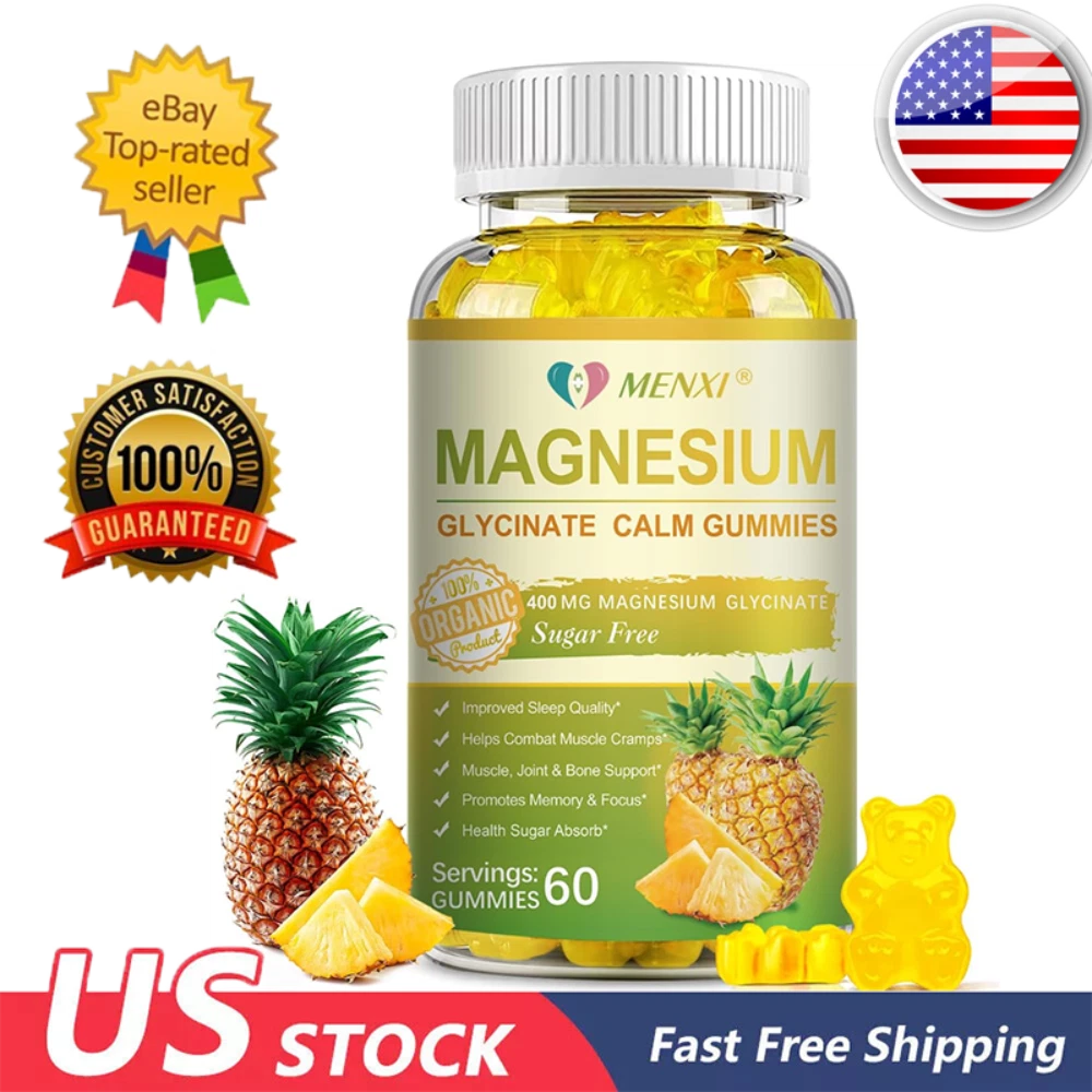 마그네슘 글리시네이트 파인애플 60정 마그네슘 타우레이트 함유 - 400mg 보충제