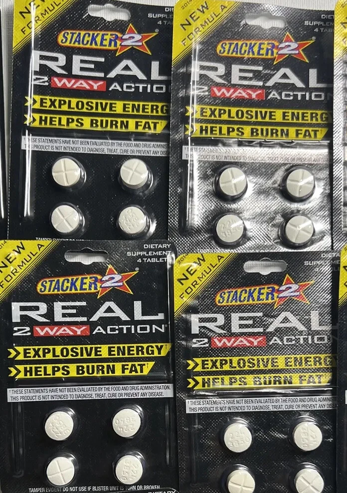 Stacker REAL 2 Way Action 4 Packs - 16 Pills Energy Diet Weight Loss FREE SHIP