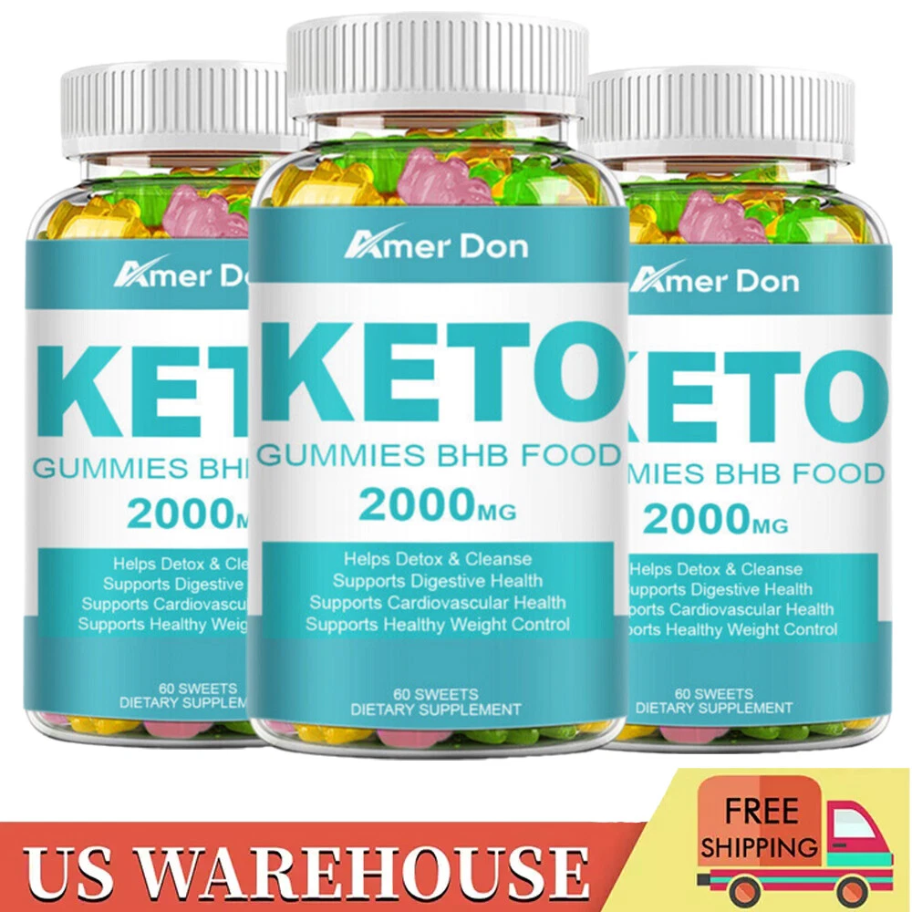 Keto BHB Gummies 2000MG Apple Cider Vinegar ACV Weight Loss Fat Burner 60 Gummy