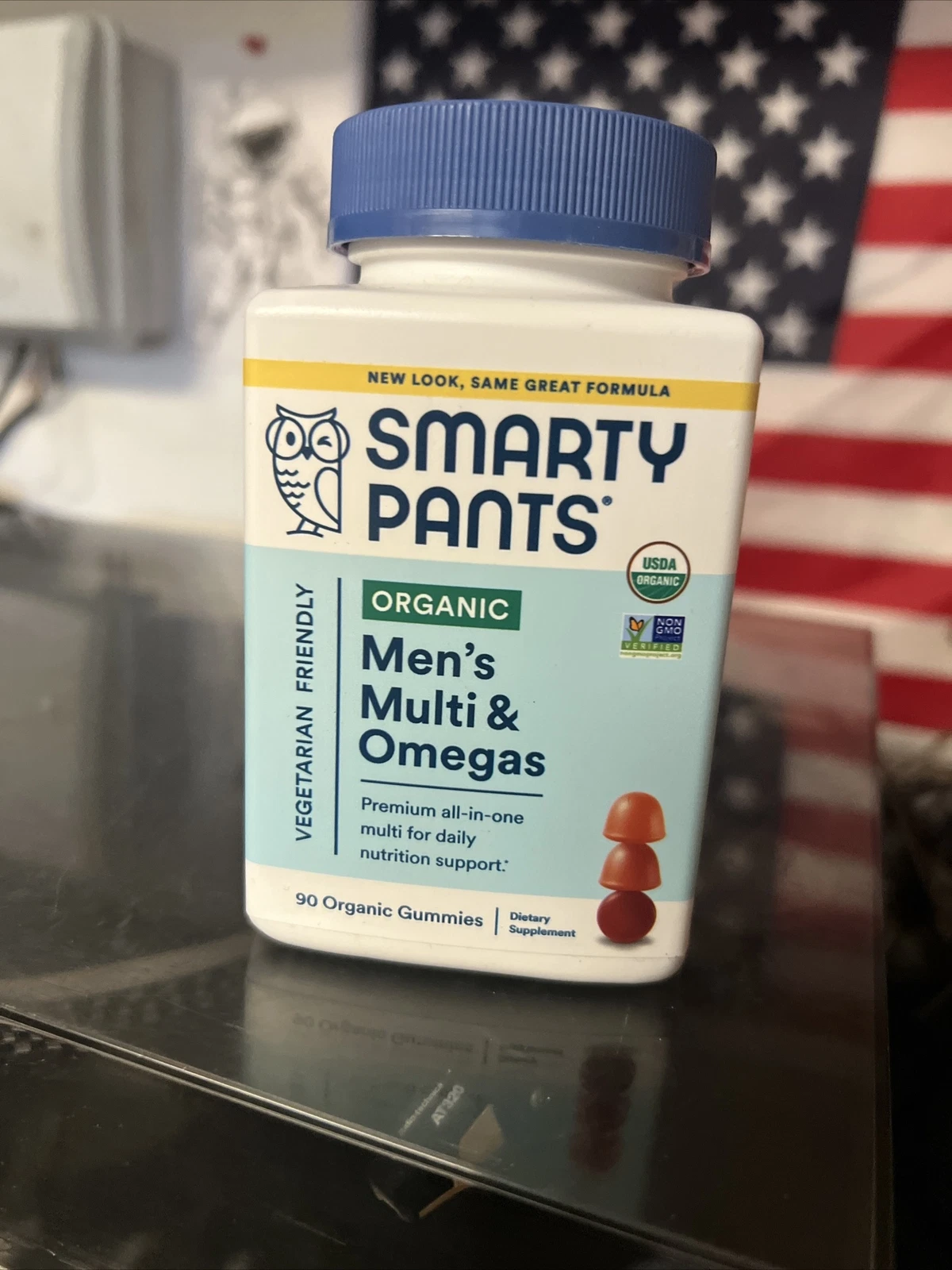 SmartyPants Organic Mens Multi & Omegas Vegetarian Friendly Gummy Vitamins 07/25