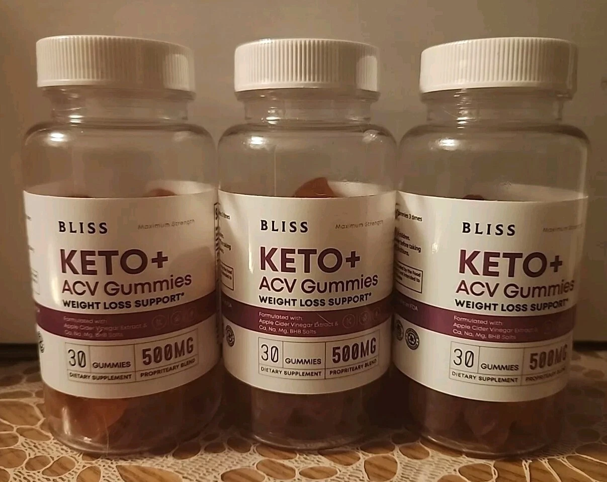 Bliss Keto + ACV Weight Loss Support 500mg 30 Gummies (Lot Of 3)