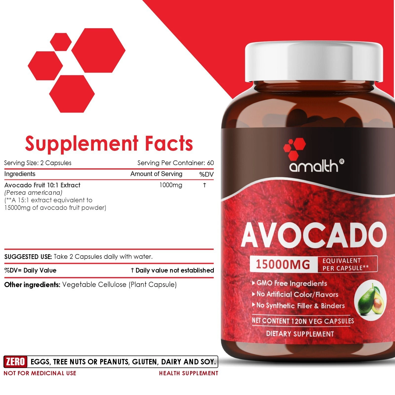 AVOCADO Fruit 15"1 Extract Powder 10000mg Capsules - 120 Capsules