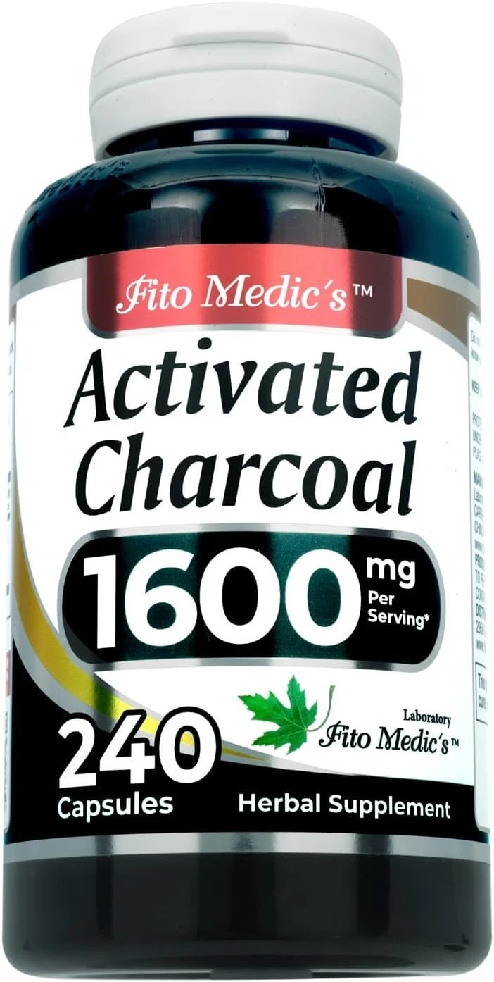 Activated Charcoal Vegan Capsules 1600mg 240 Absorbent Ultra high Absorption US