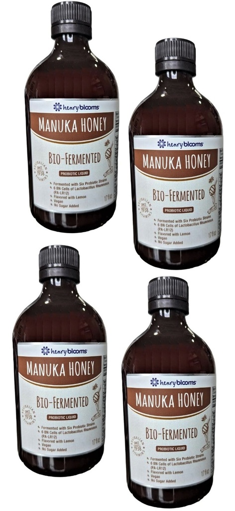 4/Box Henry Blooms Bio Fermented Manuka Honey With Lemon 17fl.oz , 500ml