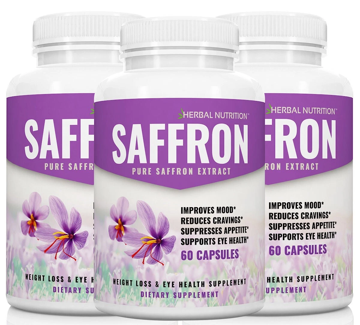 Three Extra Strength Saffron Extract Weight Loss, Eye Health Supplement 88.5mg!