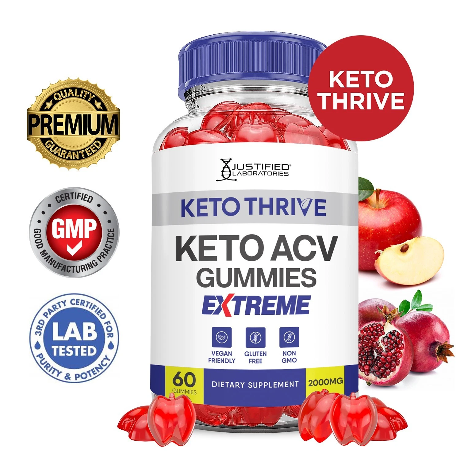 Keto Thrive Extreme ACV Gummies 2000MG Apple Cider Vinegar 60 Gummys