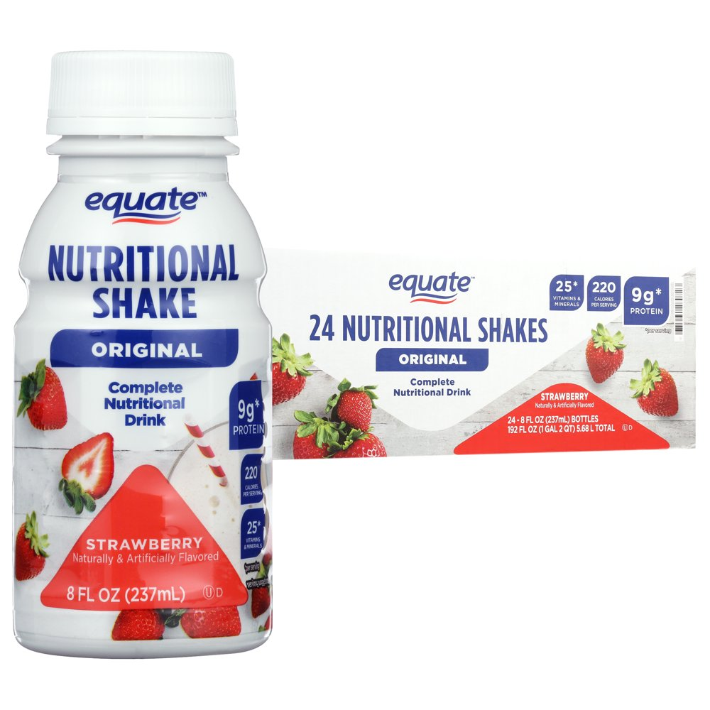 Equate Original Nutritional Shake, Strawberry, 8 Fl Oz, 24 Count 💪💪💪