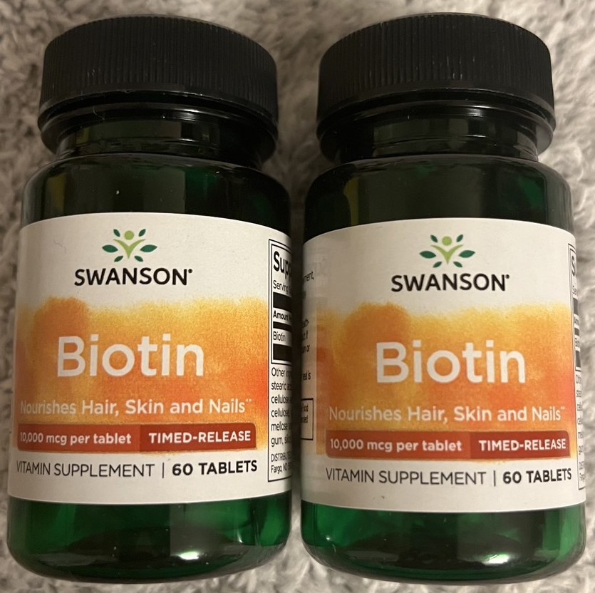 120 Tabs Biotin 10,000 Mcg (10 mg) Timed-Release 2X60 Tab Skin Hair Nail Health