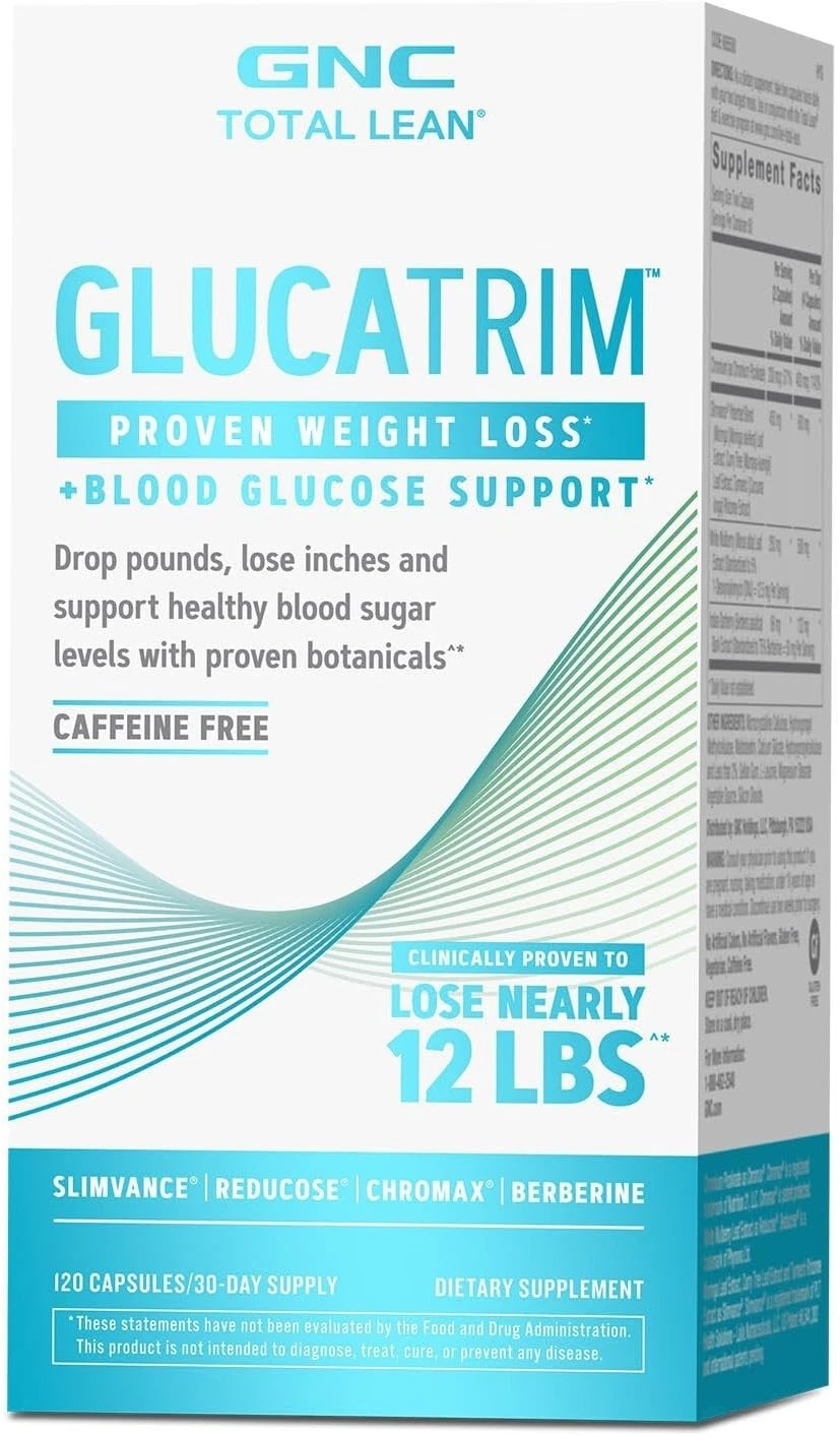 GNC Total Lean GlucaTrim Weight Loss Supplement Caffeine Free 120Caps- Exp 05-27
