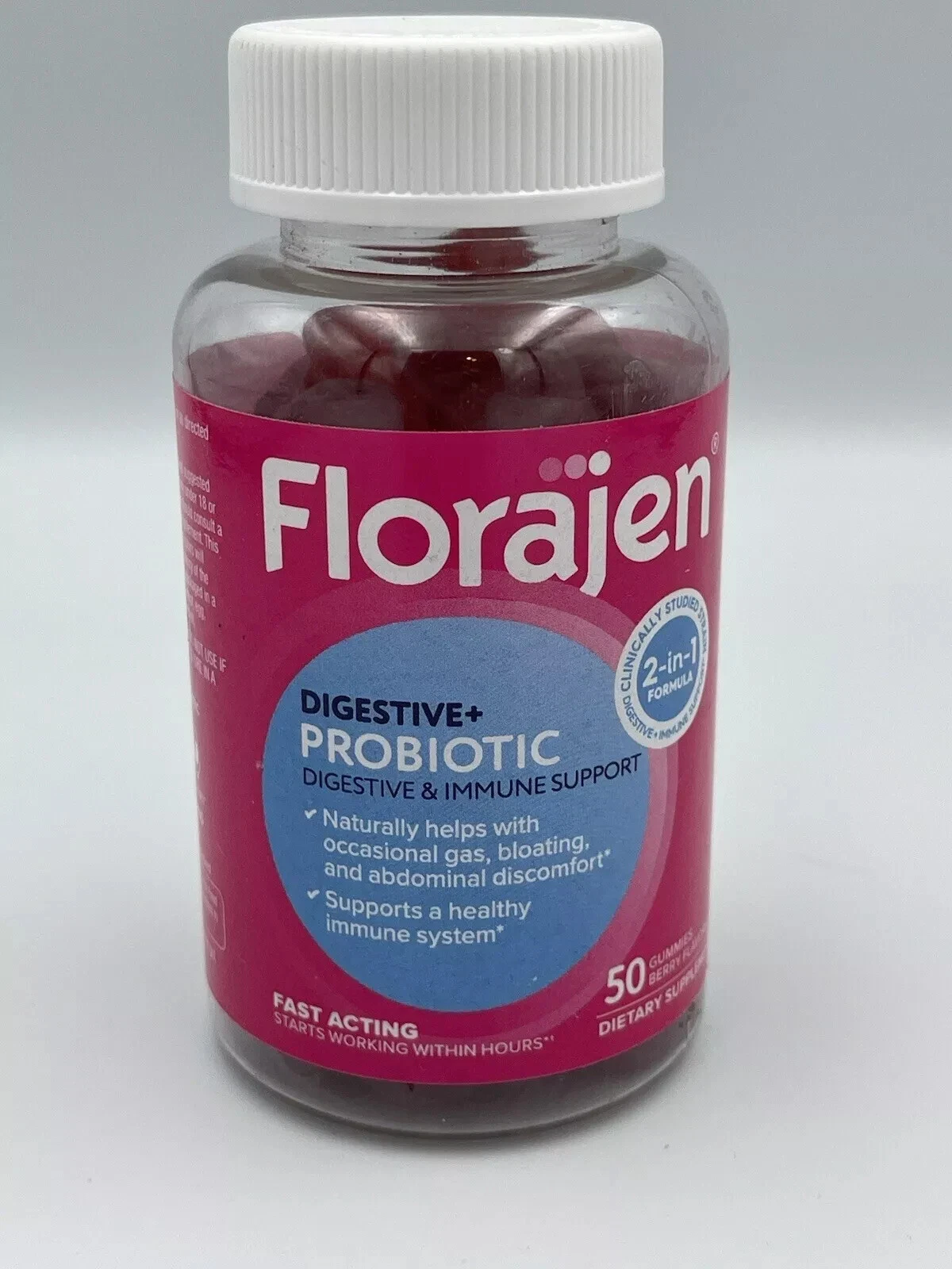 Florajen Digestive Probiotic, 50 Gummies Digestive Immune Support Exp 11/25